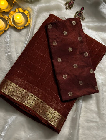 Viscose Georgette Sequence Saree With Weaving Butti Blouse