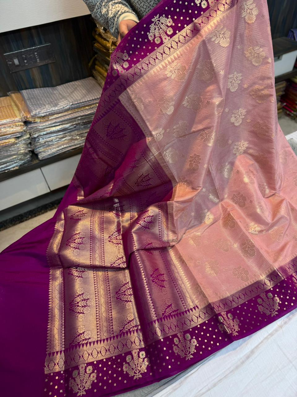 Premium Banarasi Green Mango Silk Sarees
