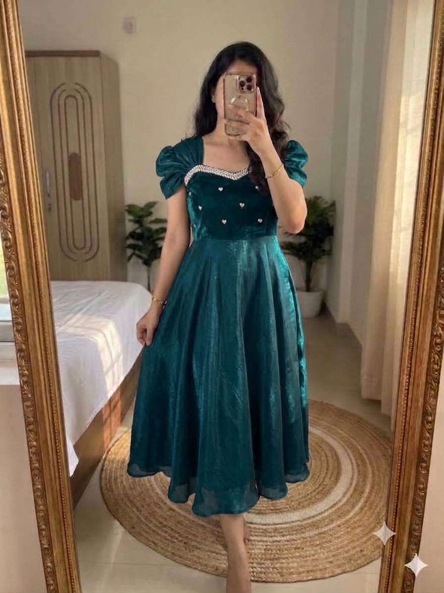 Premium Space Silk Handwork Maxi Gown