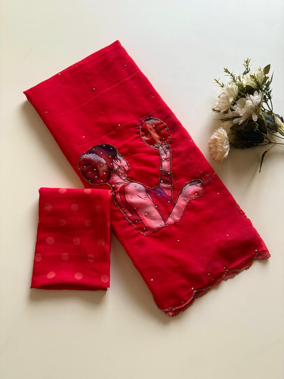 Georgette Saree with Cutdana work