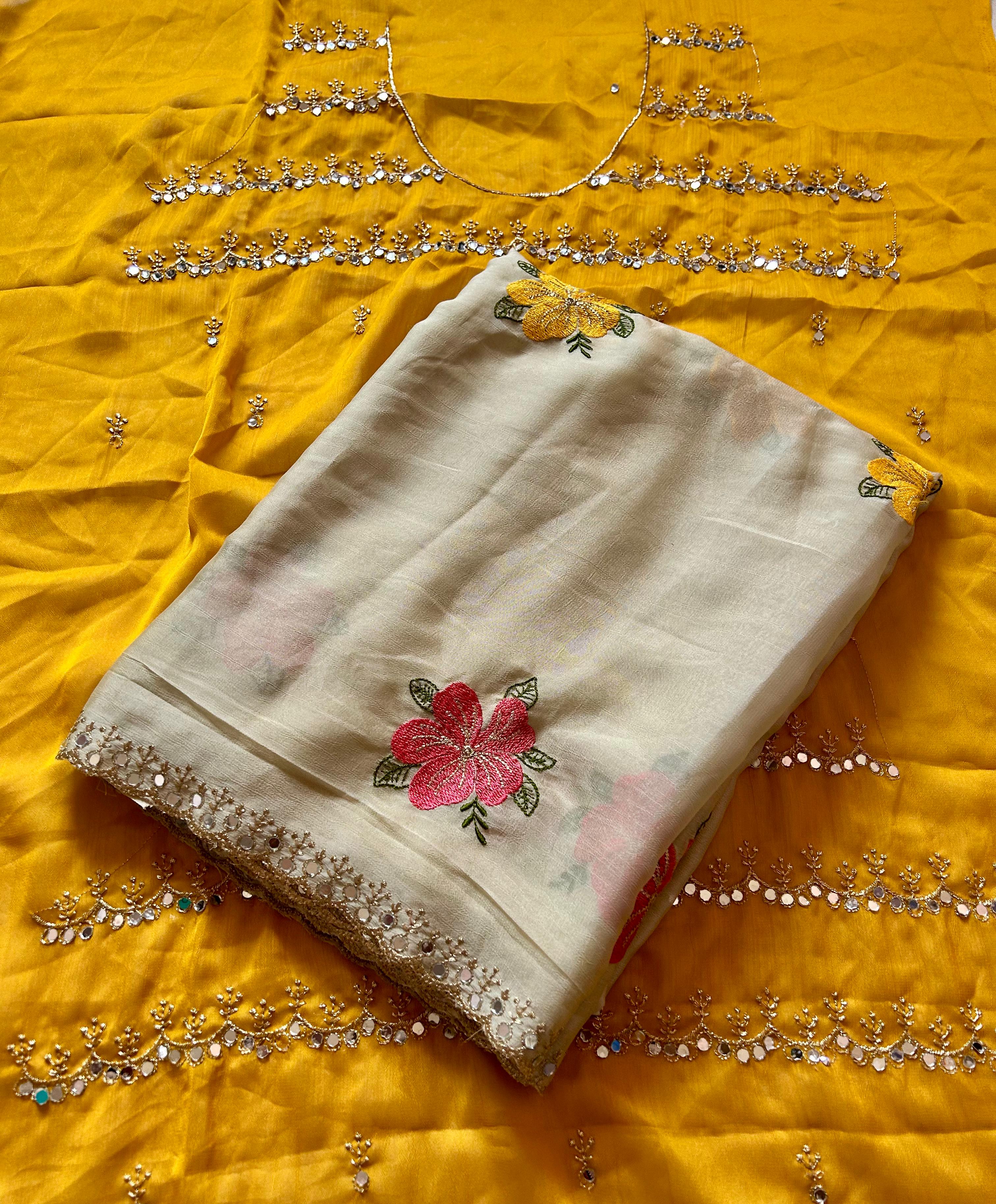 Soft Rangoli Silk with Embroidery Work