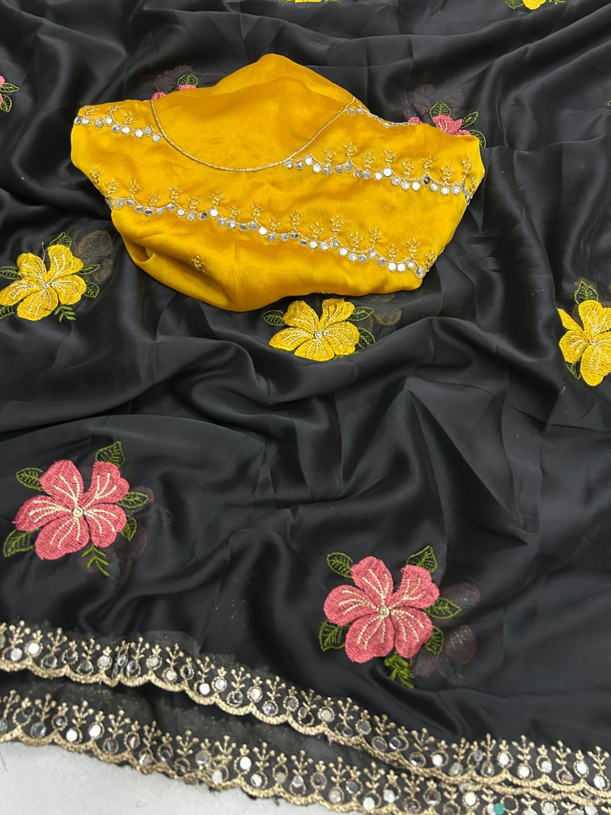 Soft Rangoli Silk with Embroidery Work