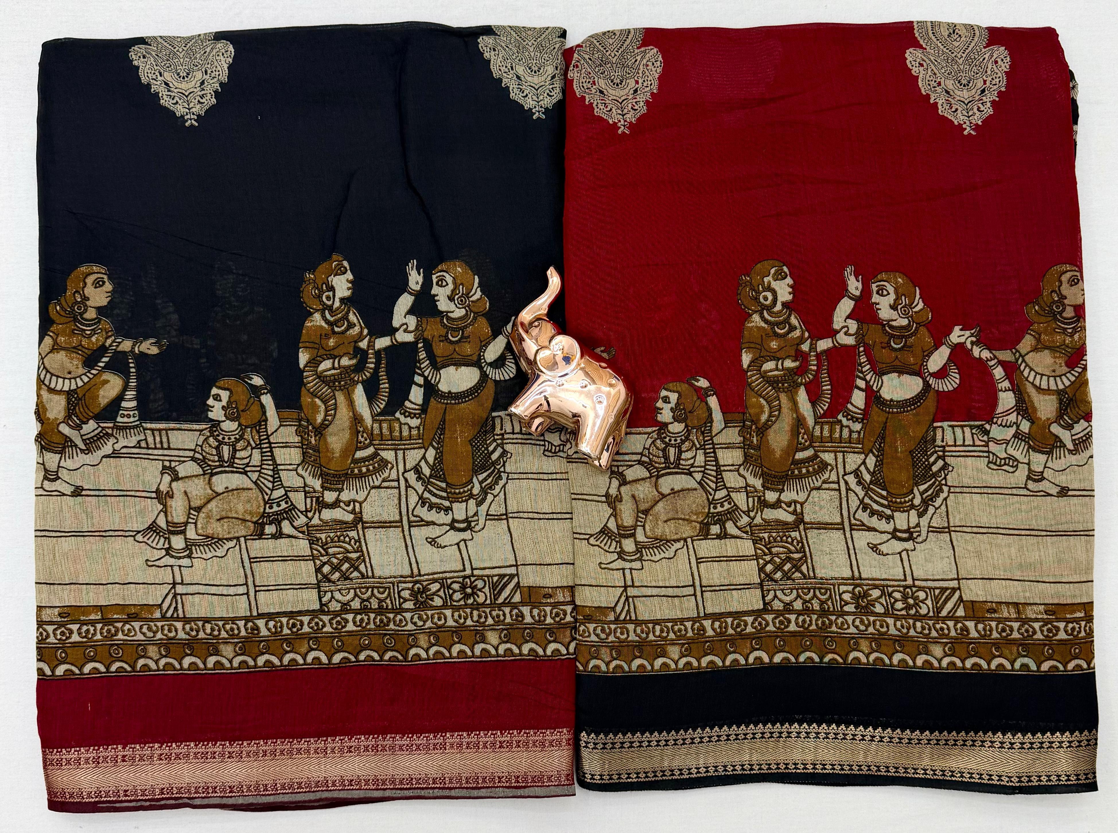 Soft Mul Cotton with Kalamkari Pallu & Zari Weaving Border