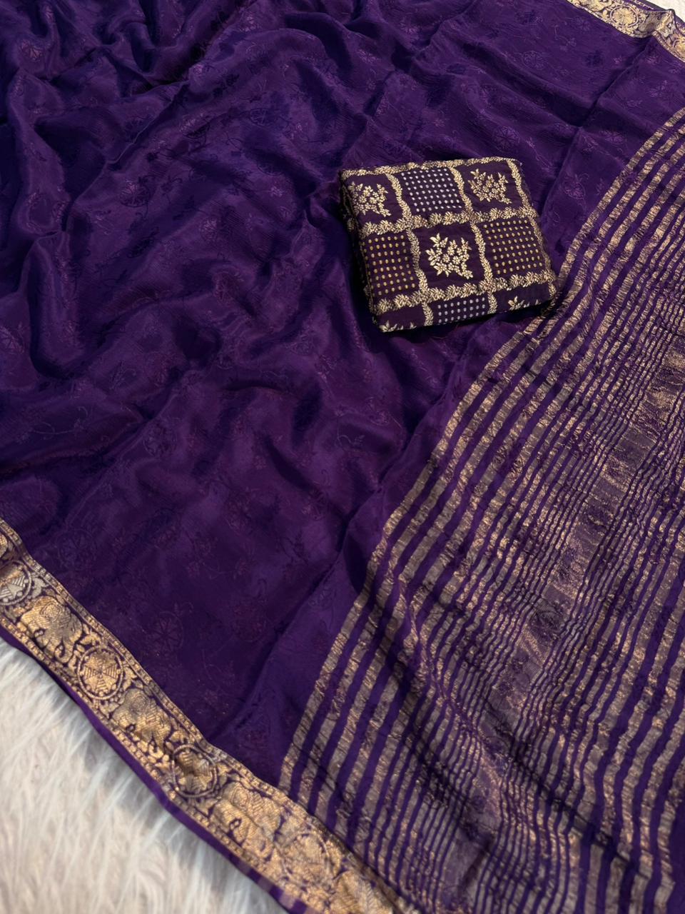 Pure Viscose Chinnon Sarees
