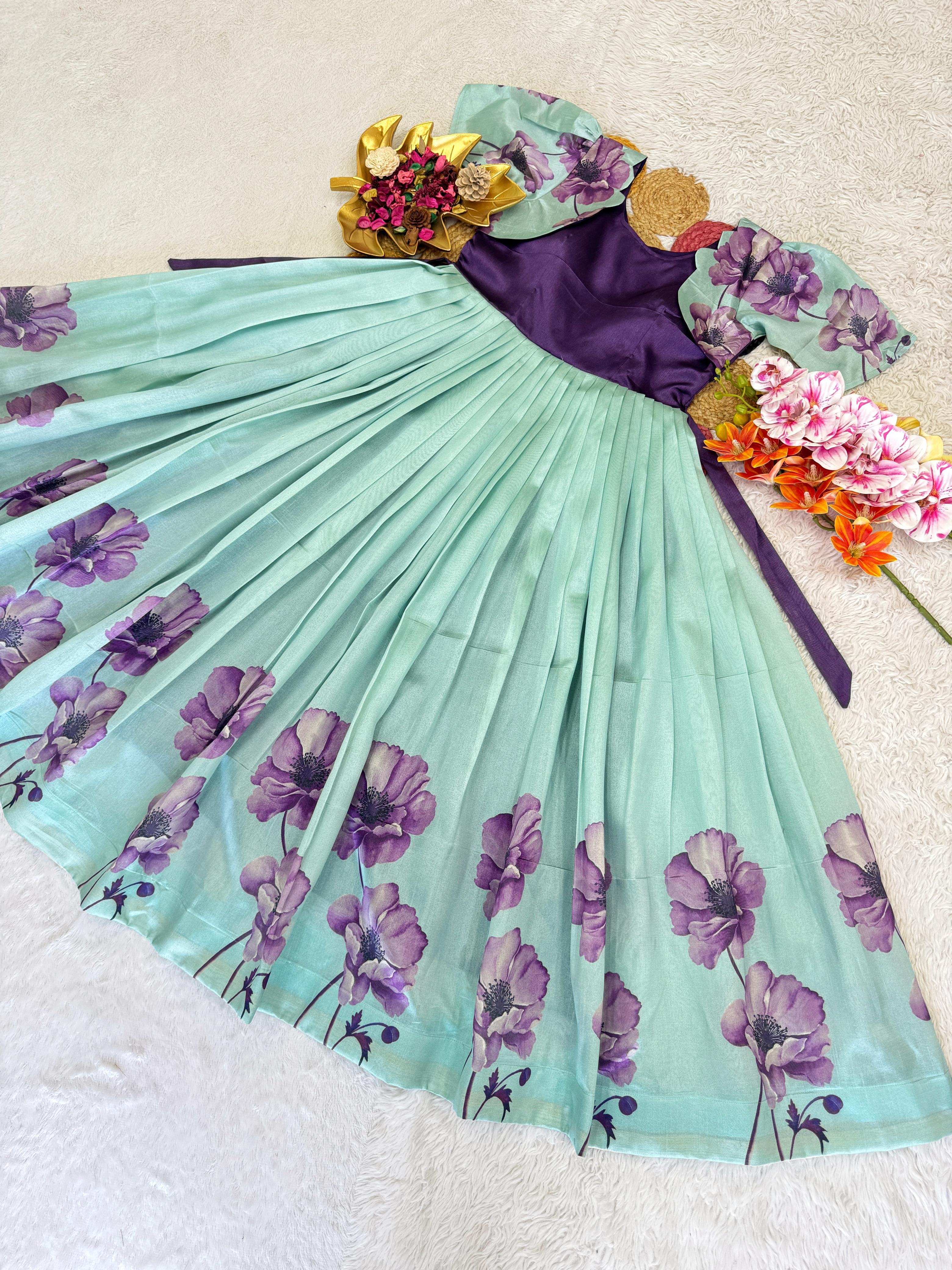Floral Printed Soft Silk Gown