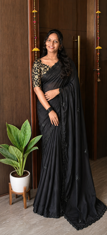 Cocktail Sarees with Cutdana Work