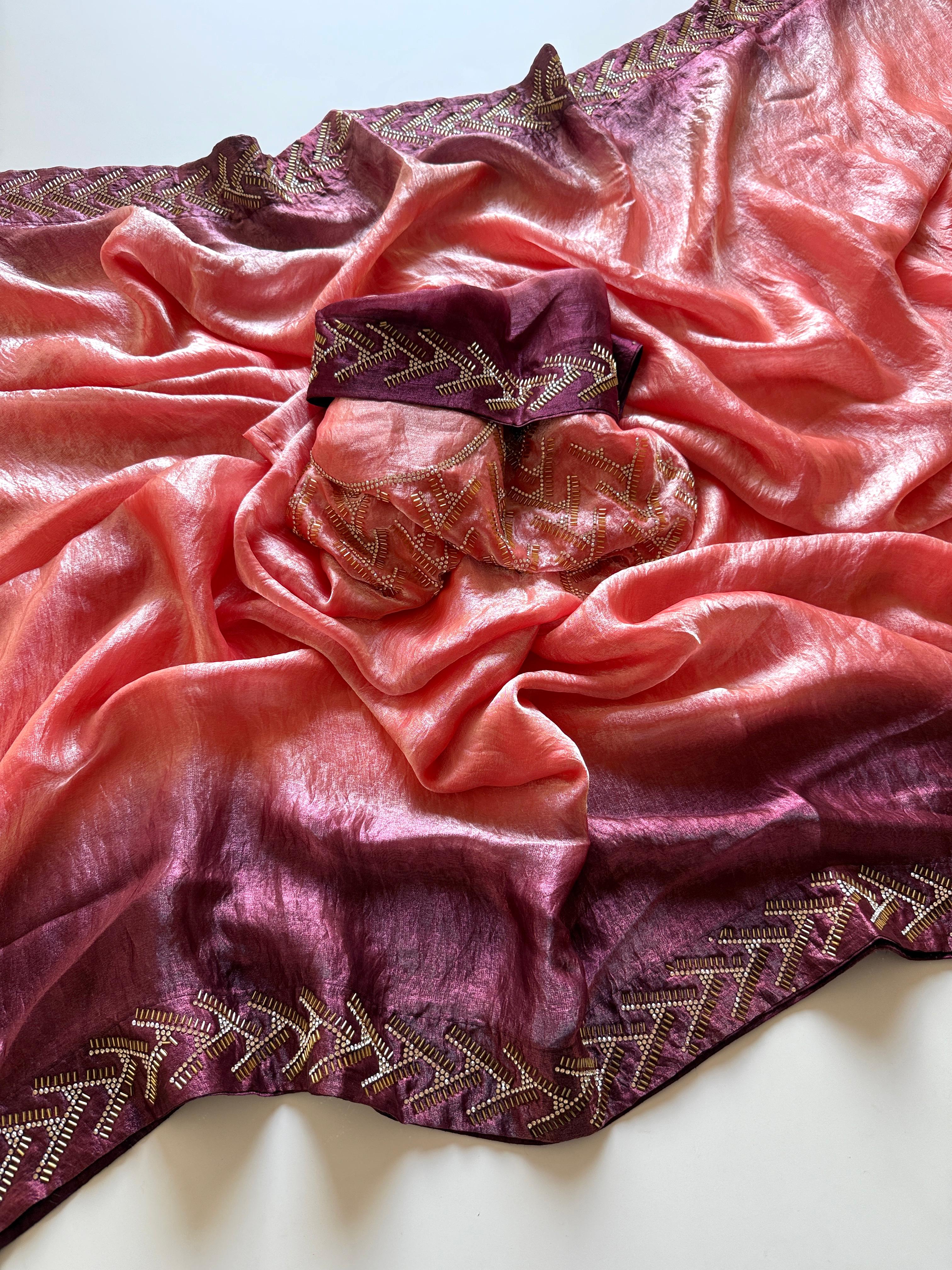 Soft Fendy Satin Fabric Designer Saree