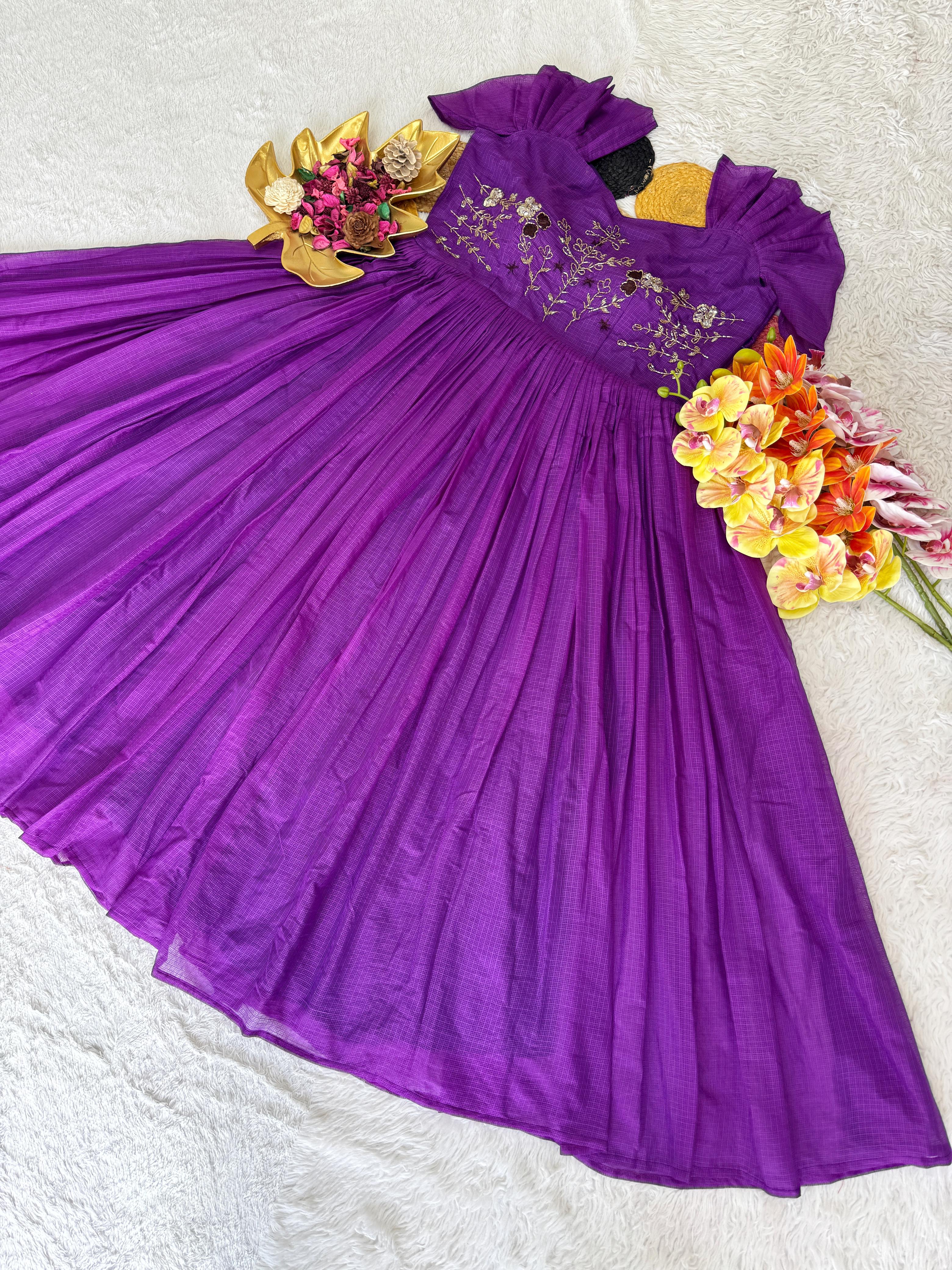 Easy Breath Special Maggam Work Kota Checks Gown