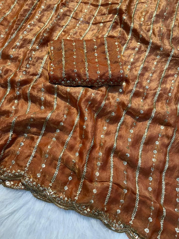 Trendy Georgette Sarees with Embroidery Sequence Work