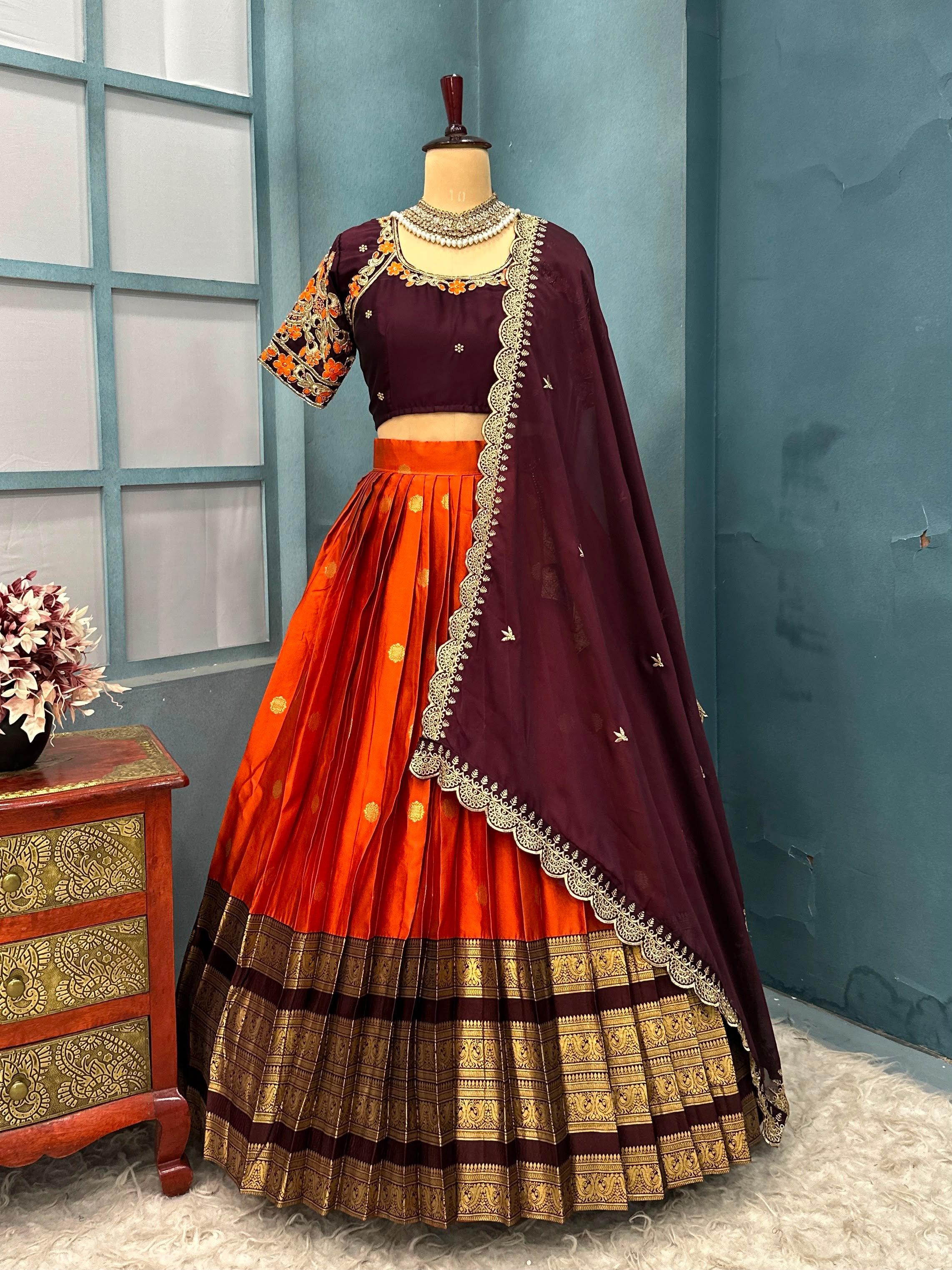 Exclusive Pure Kanjivaram silk full stiched Lehenga