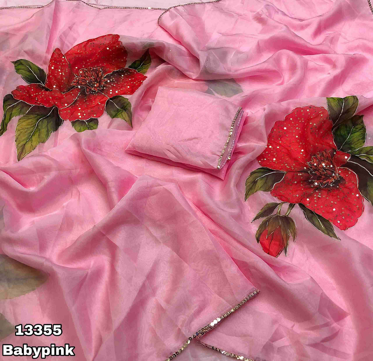 Tebby Organza Sequence Embroidery Work Sarees