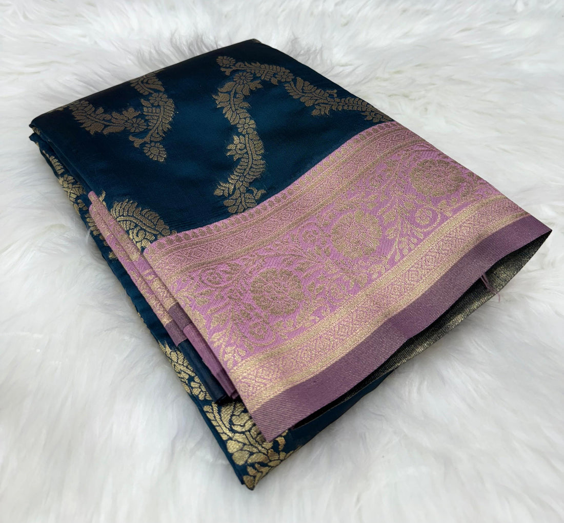Beautiful Soft Foily Silk Sarees in Semi Kanchipattu Style