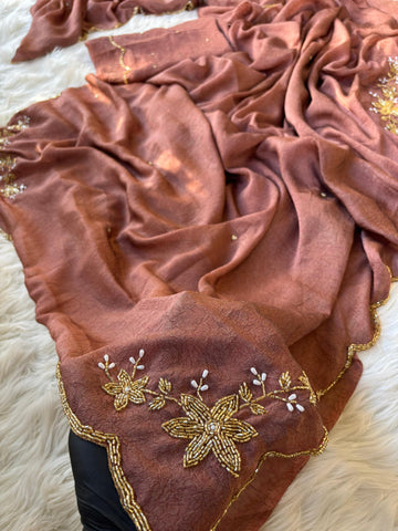 Soft Rangoli Crush Saree with Beautiful Handwork