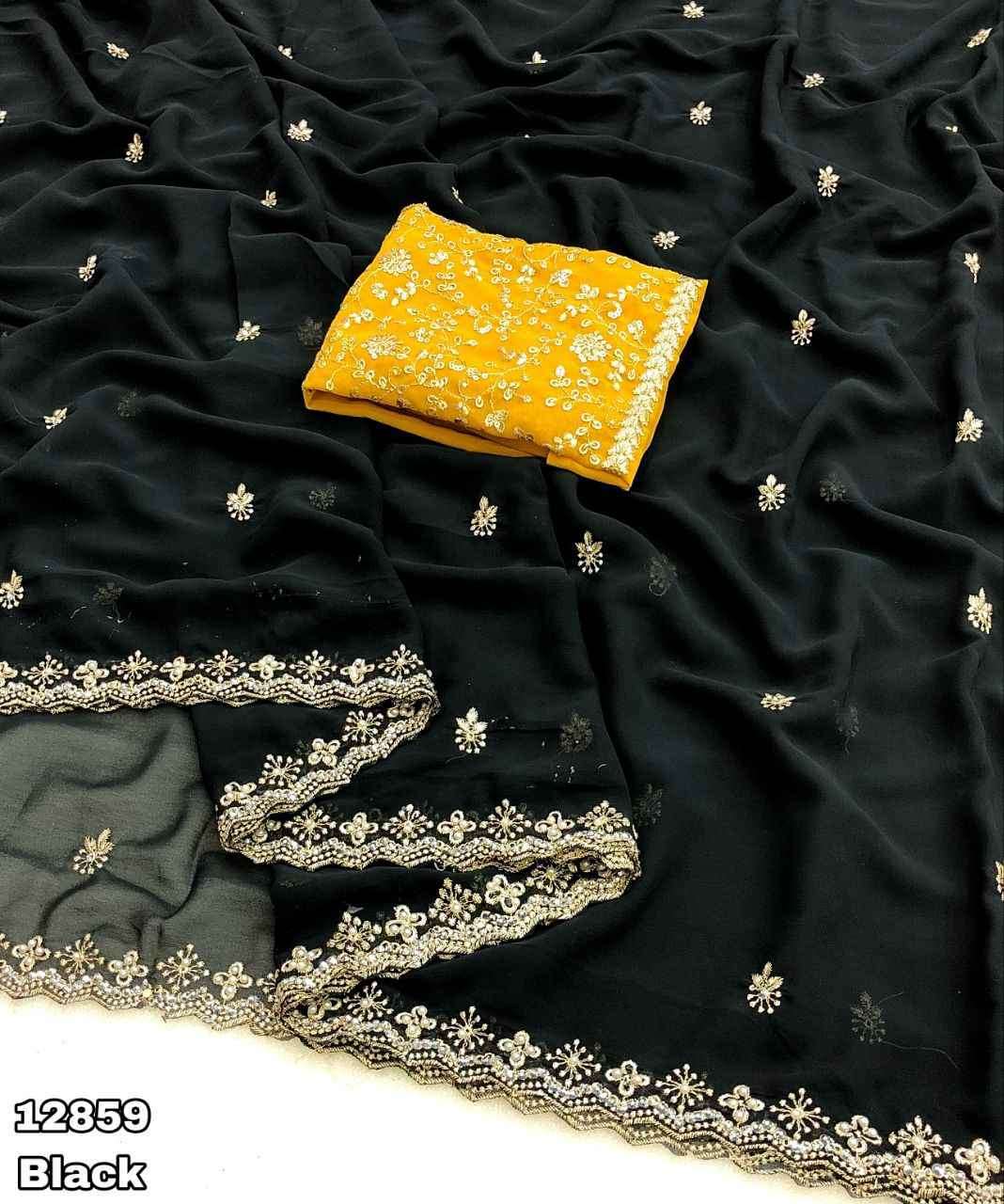 Soft Faux Georgette Stone Work Sarees