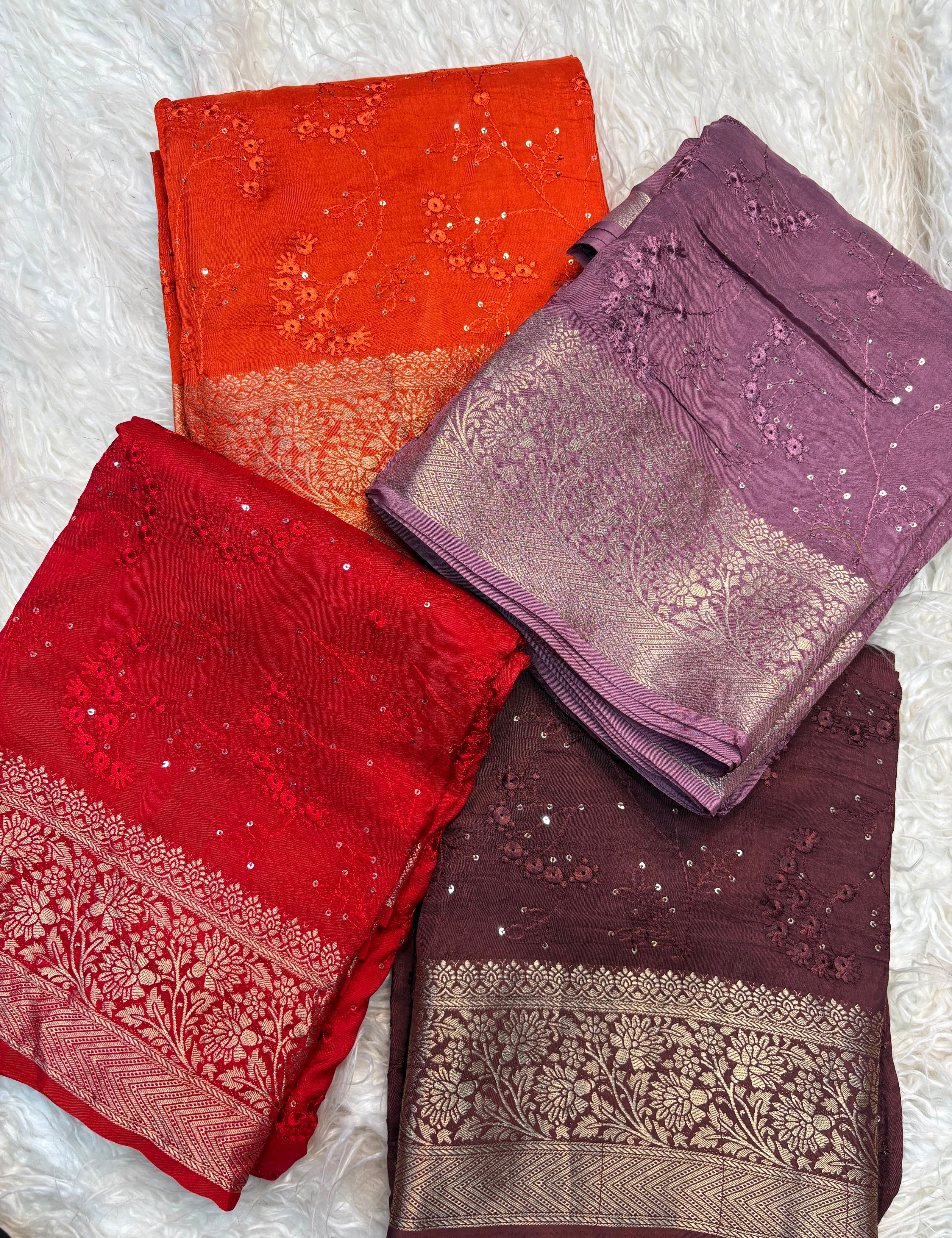 Pure Viscose Russian Dola Saree with Embroidery Thread Work