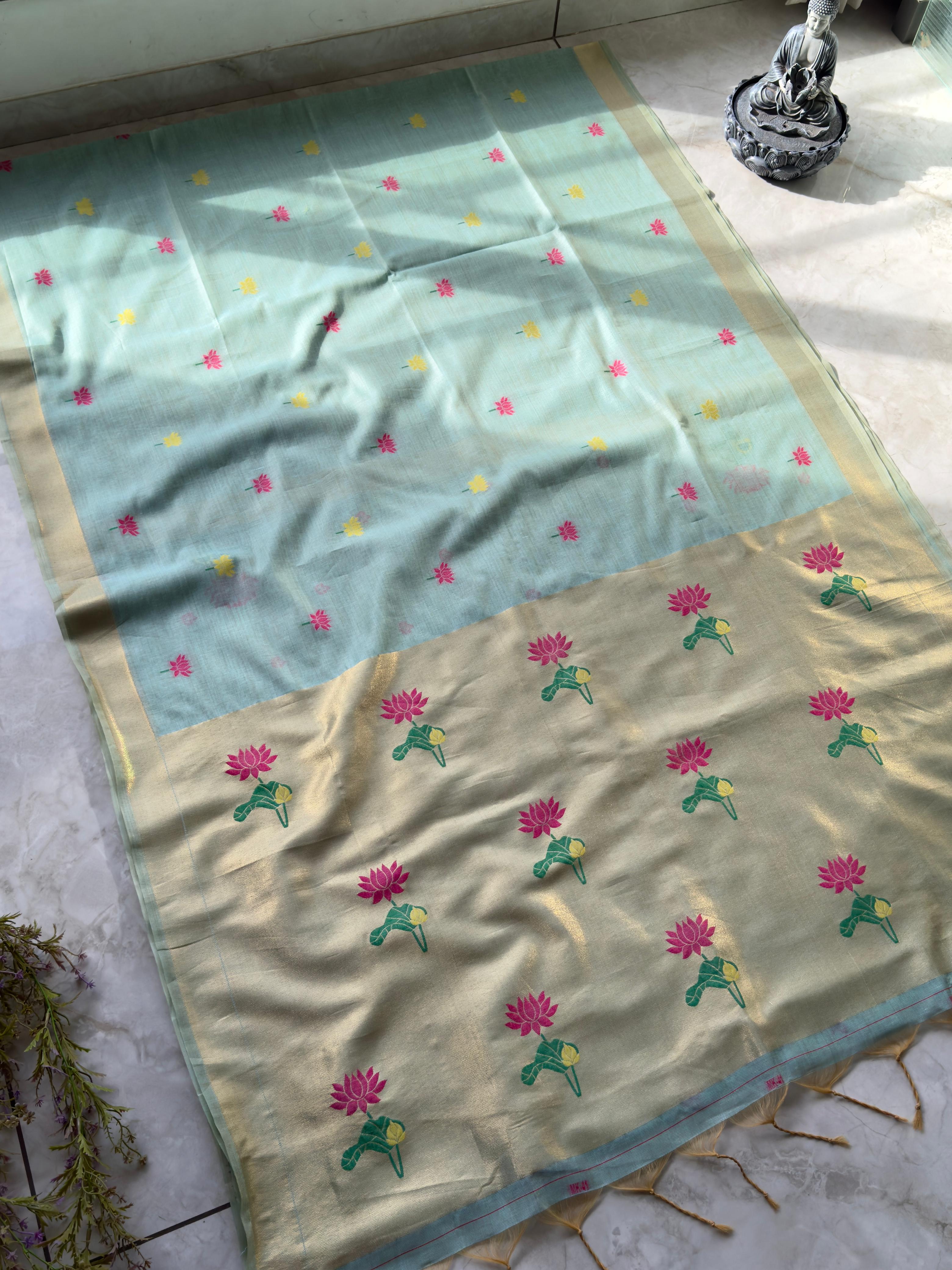 Soft Muslin Muga Jamdani Sarees