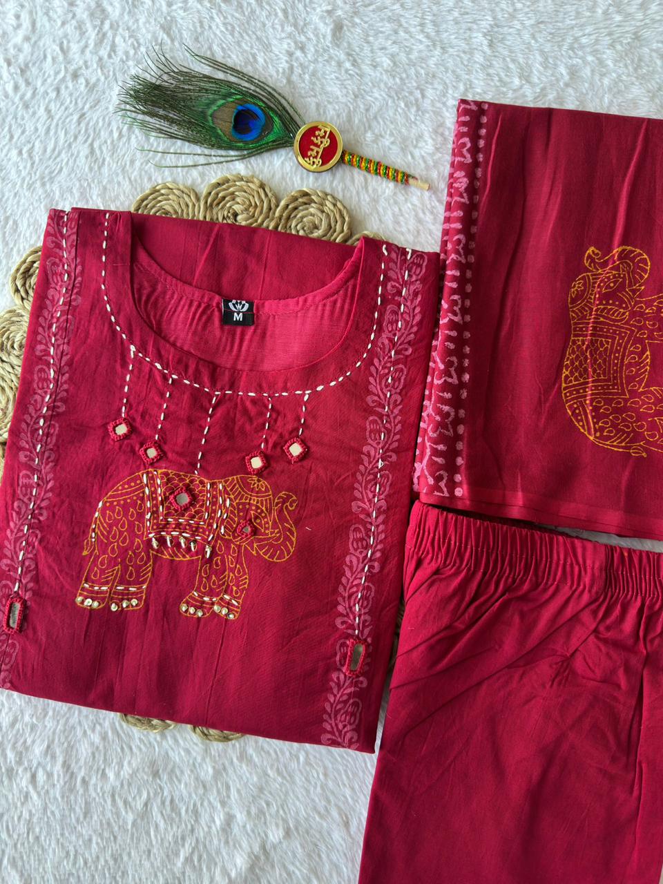 New Designer A-Line Kurti Pant Dupatta Set