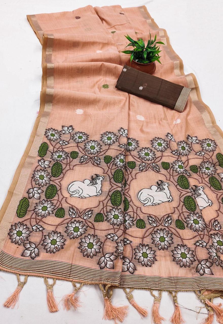 Soft Pure Muga Cotton Sarees