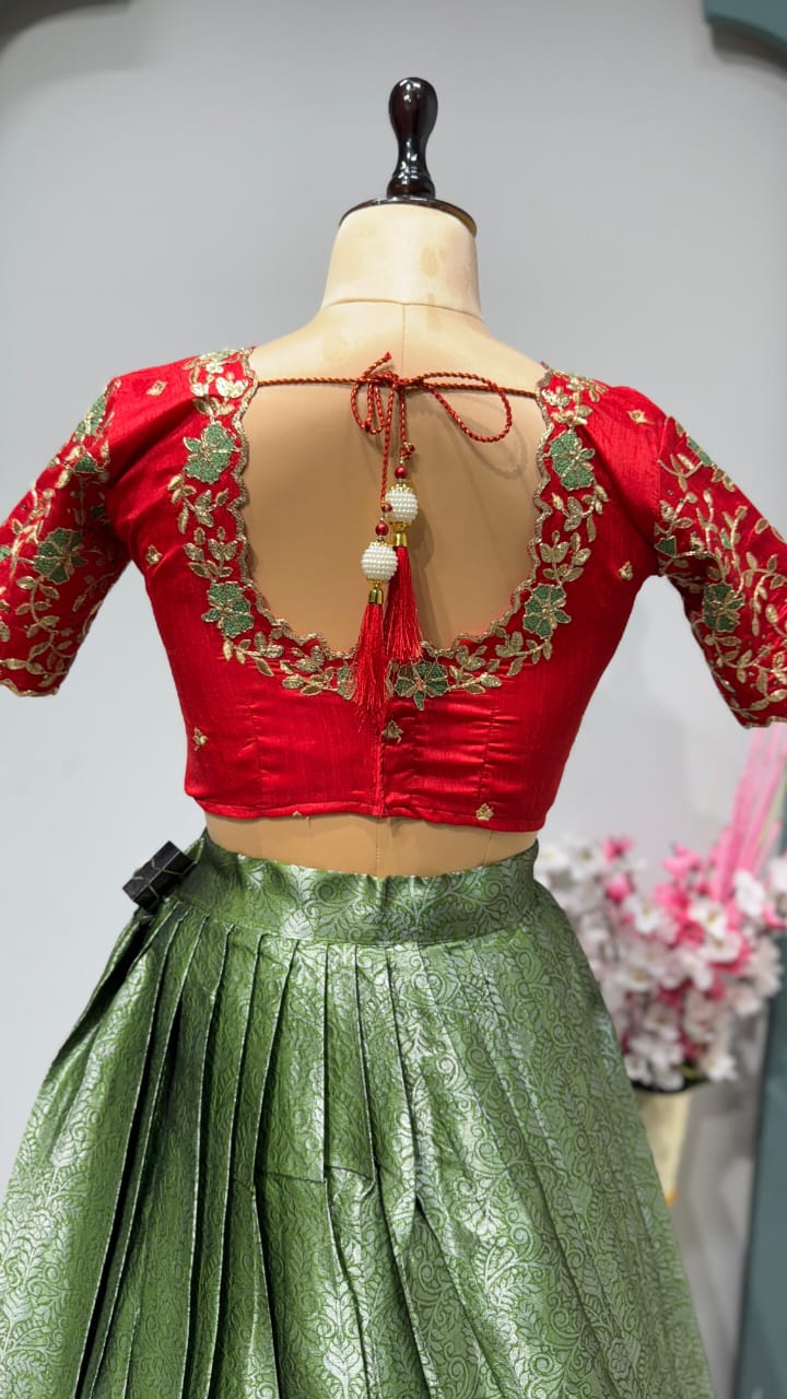Exclusive Designer Premium Quality Pure Kanjivaram silk full stiched Lehenga