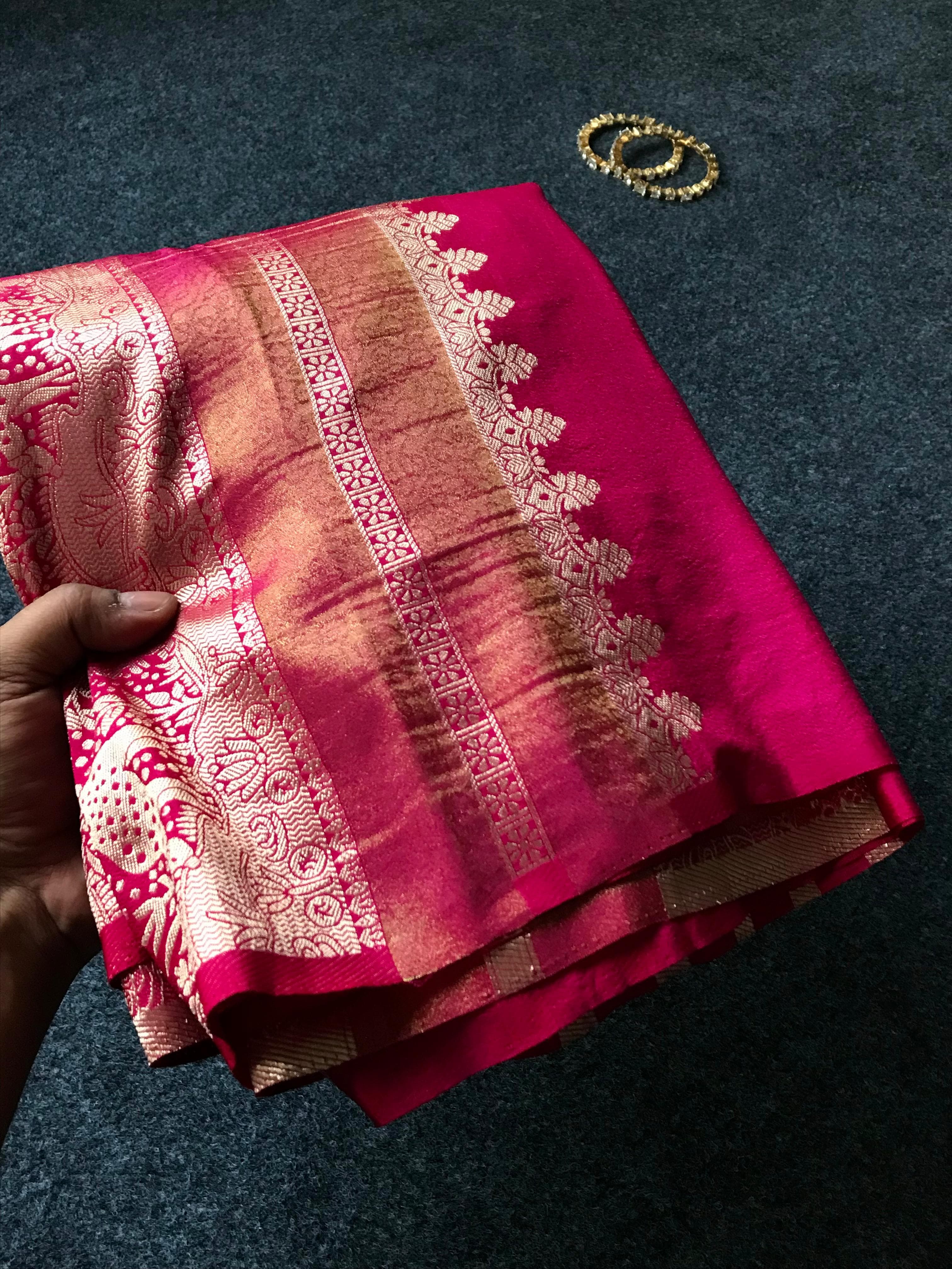 Premium Soft Banarasi Crepe Tissue Silk Sarees