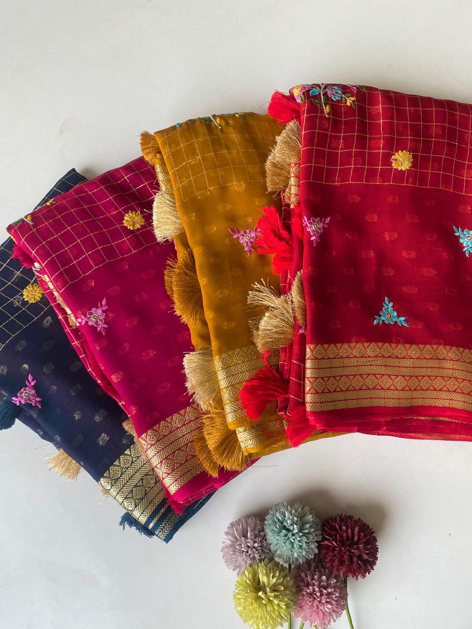 Pure Georgette Sarees with Beautiful Gamthi Work