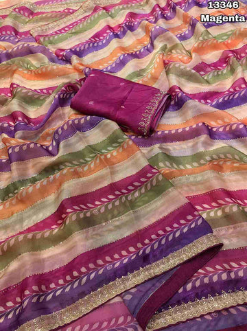 Space Silk Saree with Jarkhan Siroski Work