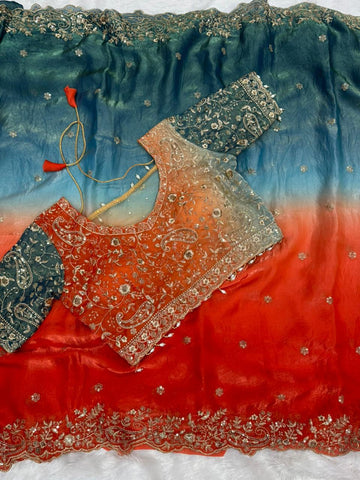Cocktail Saree with Readymade Blouse