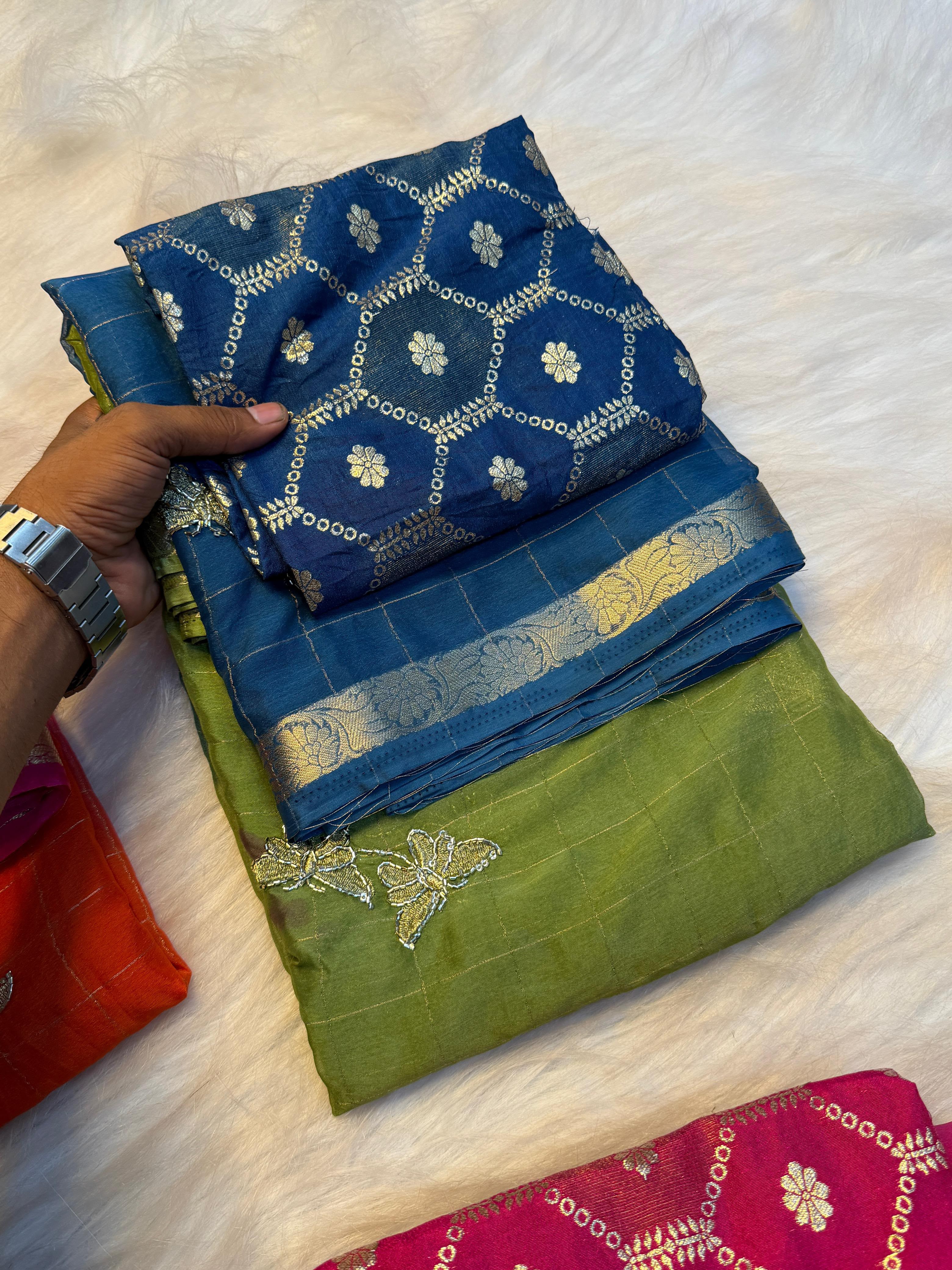 Pure Viscose Georgette saree with beads work