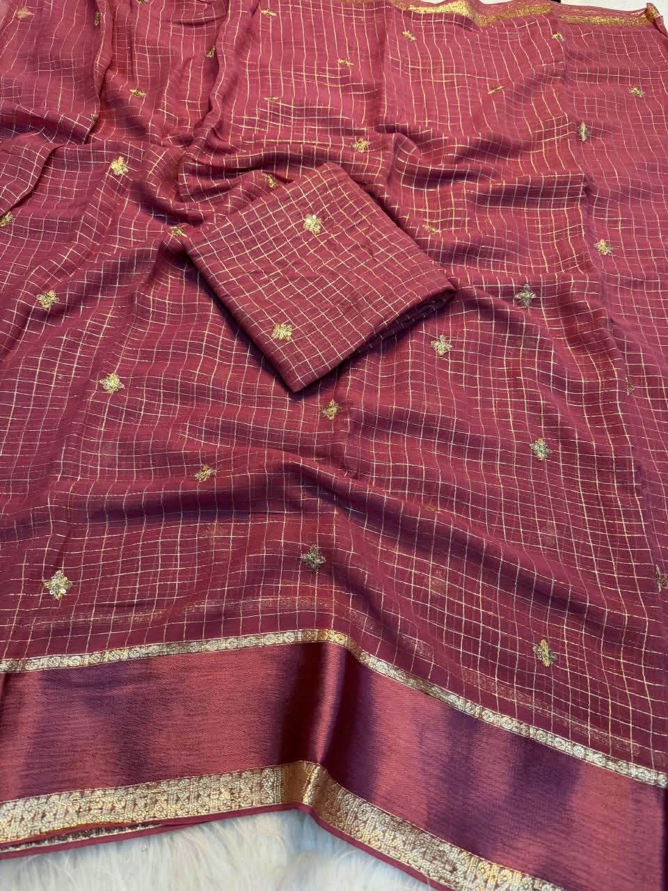 Viscose Georgette Sequence Full Worked Saree with Running Sequence Work Blouse
