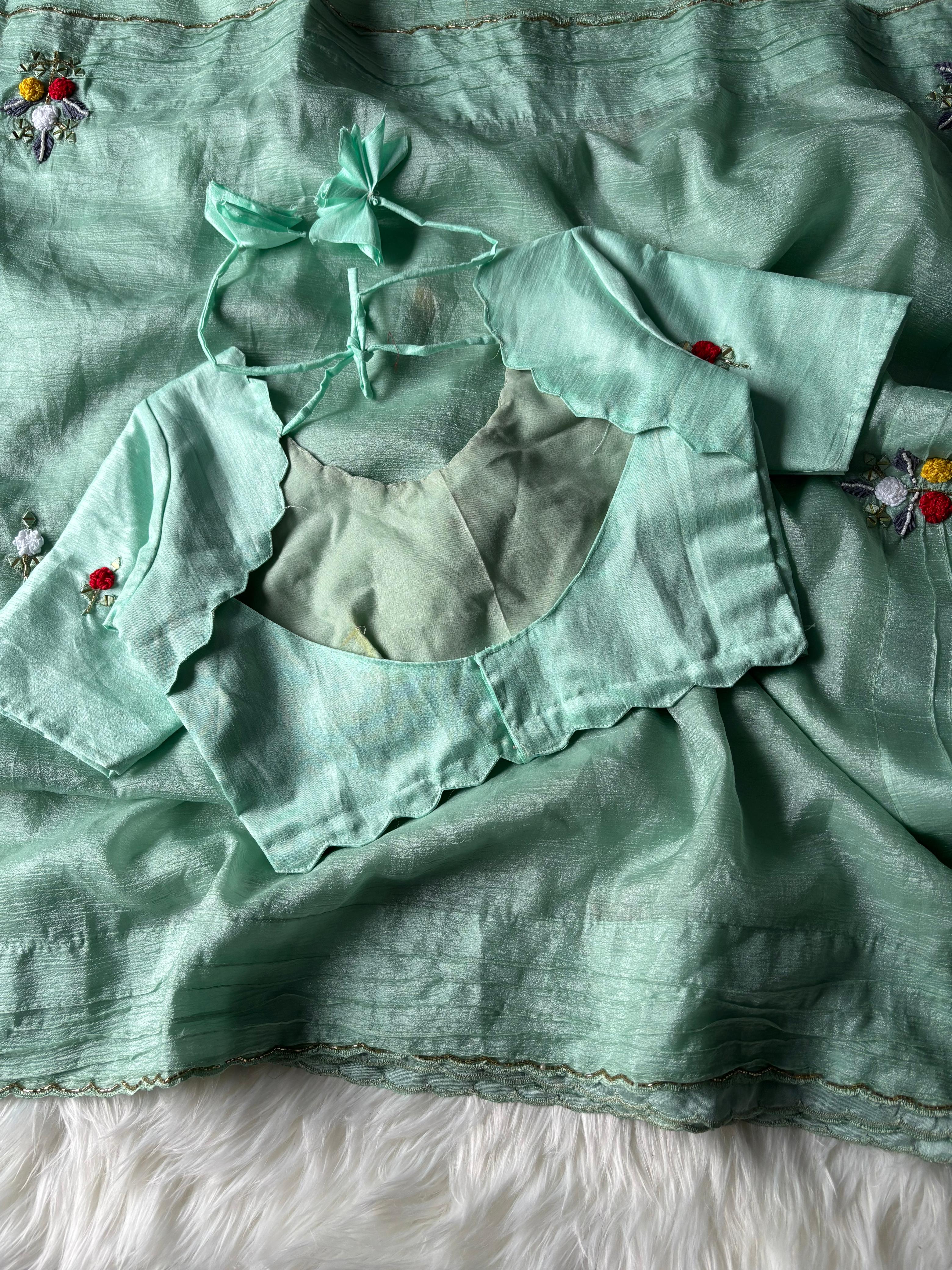 Premium Candy Crush Saree with Stitched Blouse free size 38