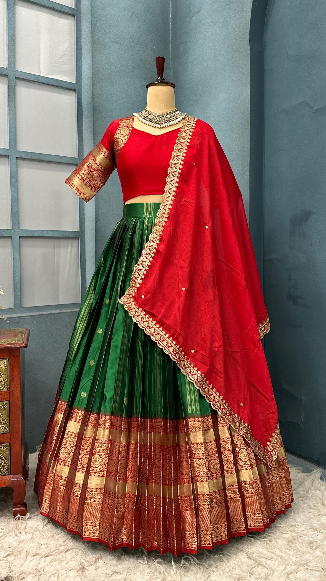 Premium Quality Fully Stitched Kanjivaram Silk Lehanga