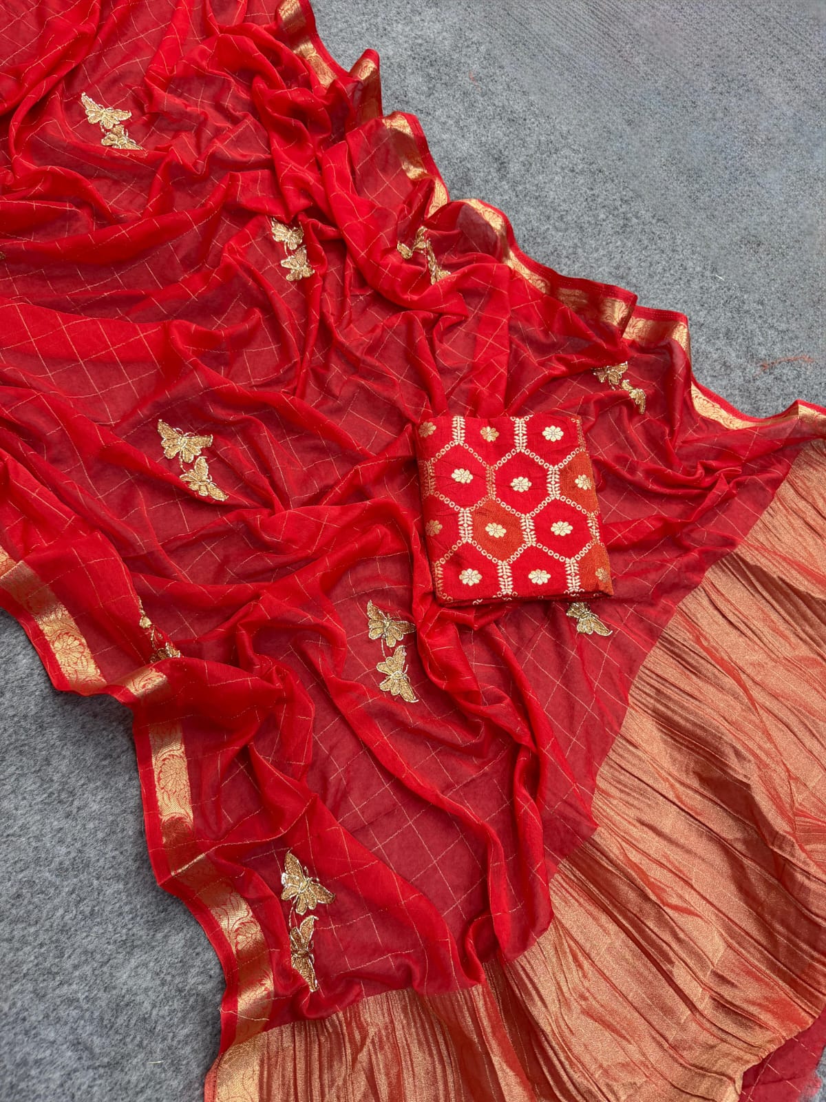 Pure Viscose Georgette Sarees with butterfly Beats Work