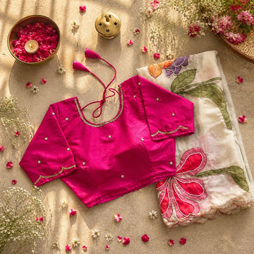 Semi Pure Organza Saree with Premium Handwork