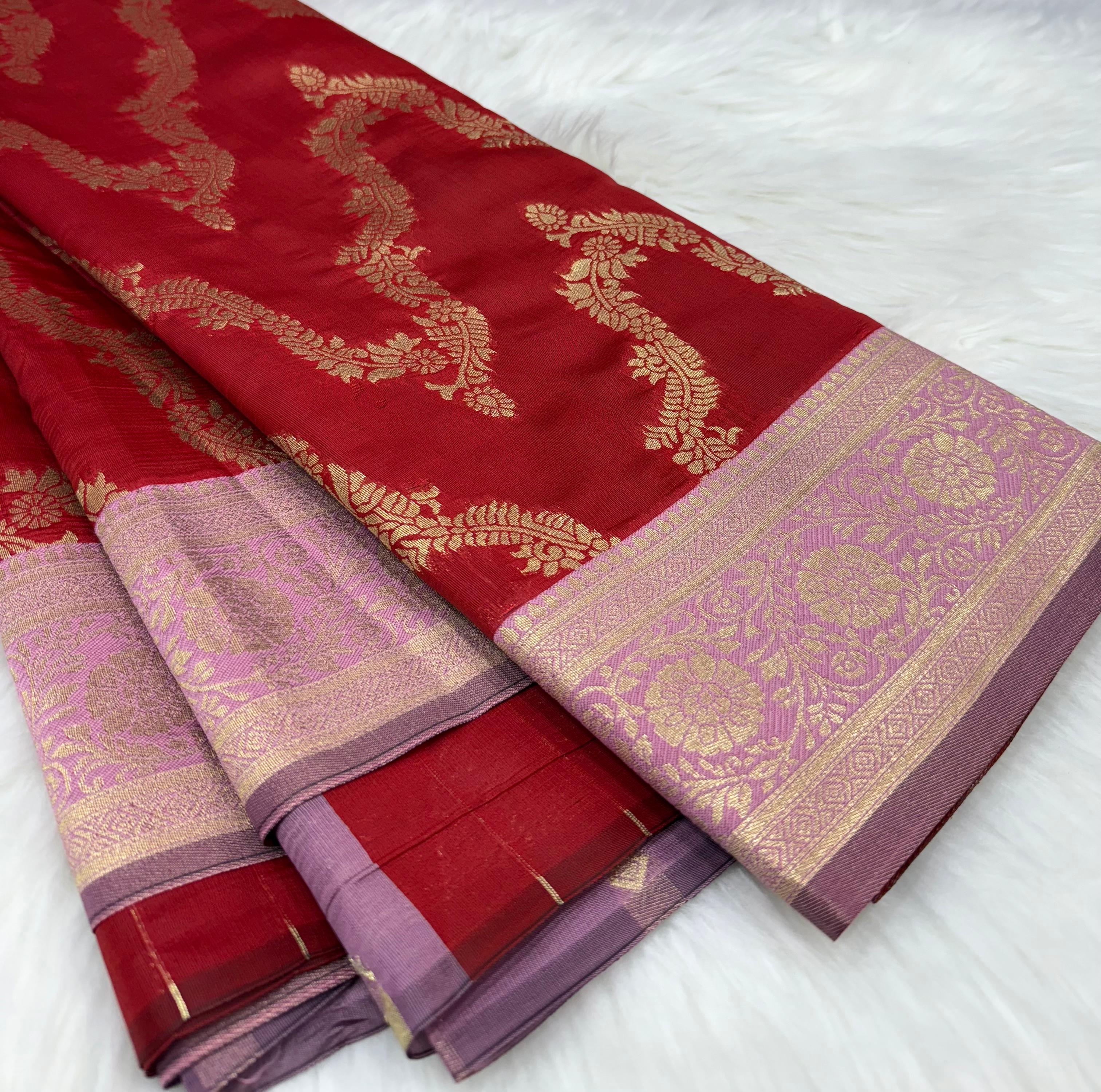 Beautiful Soft Foily Silk Sarees in Semi Kanchipattu Style