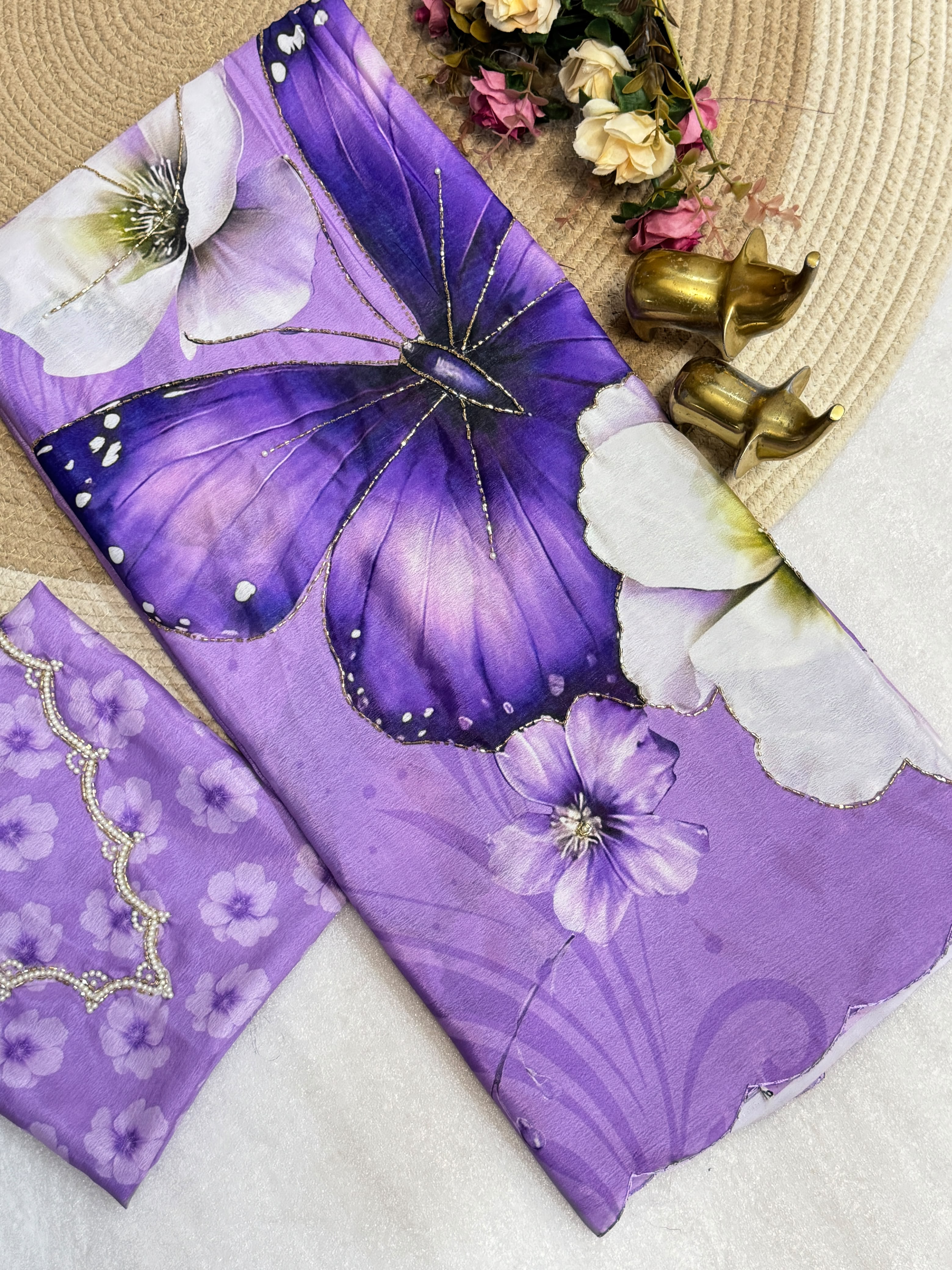Chinnon Silk Sarees with cutdana work