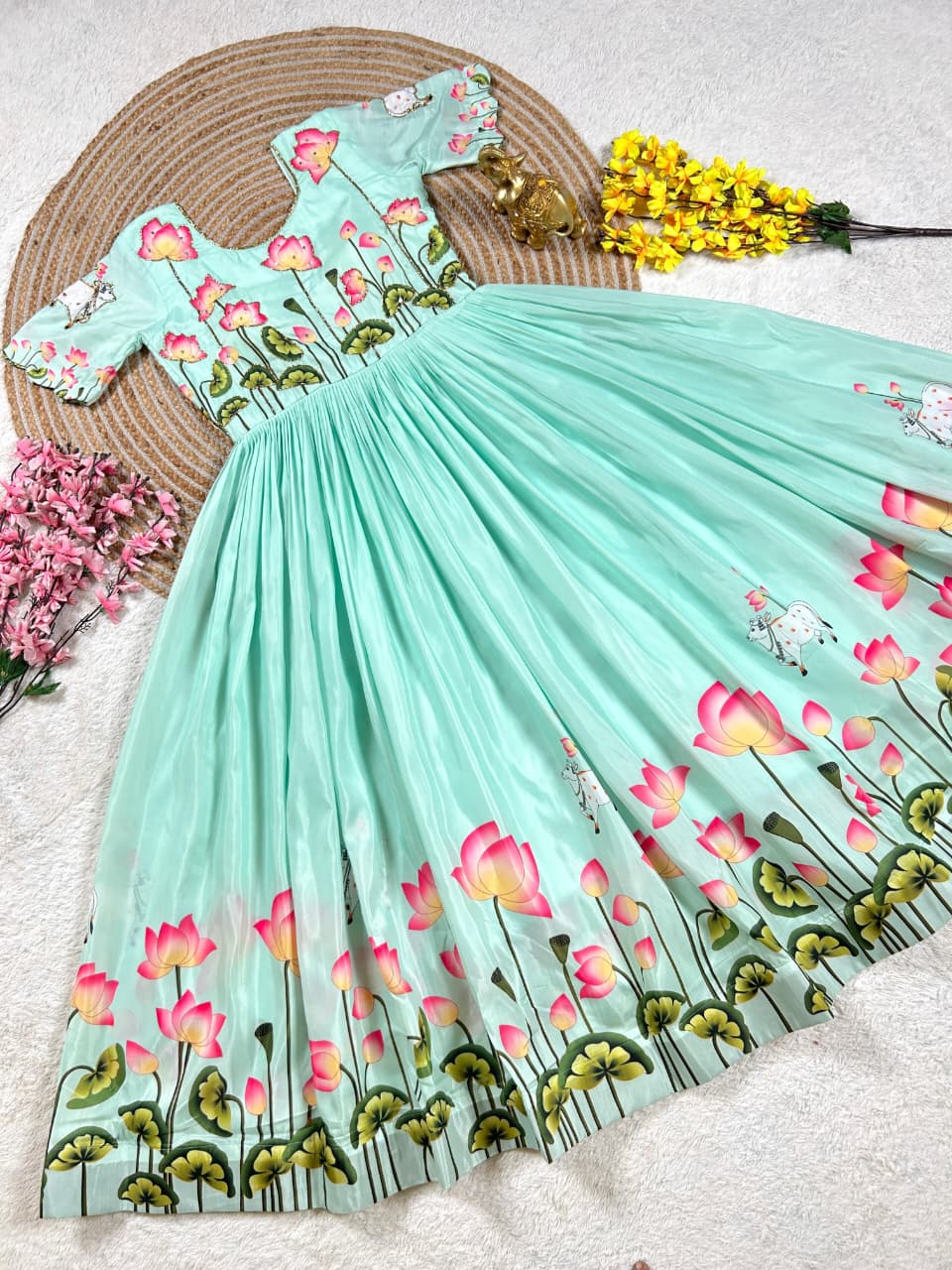 Lotus Design Gown with Duppata