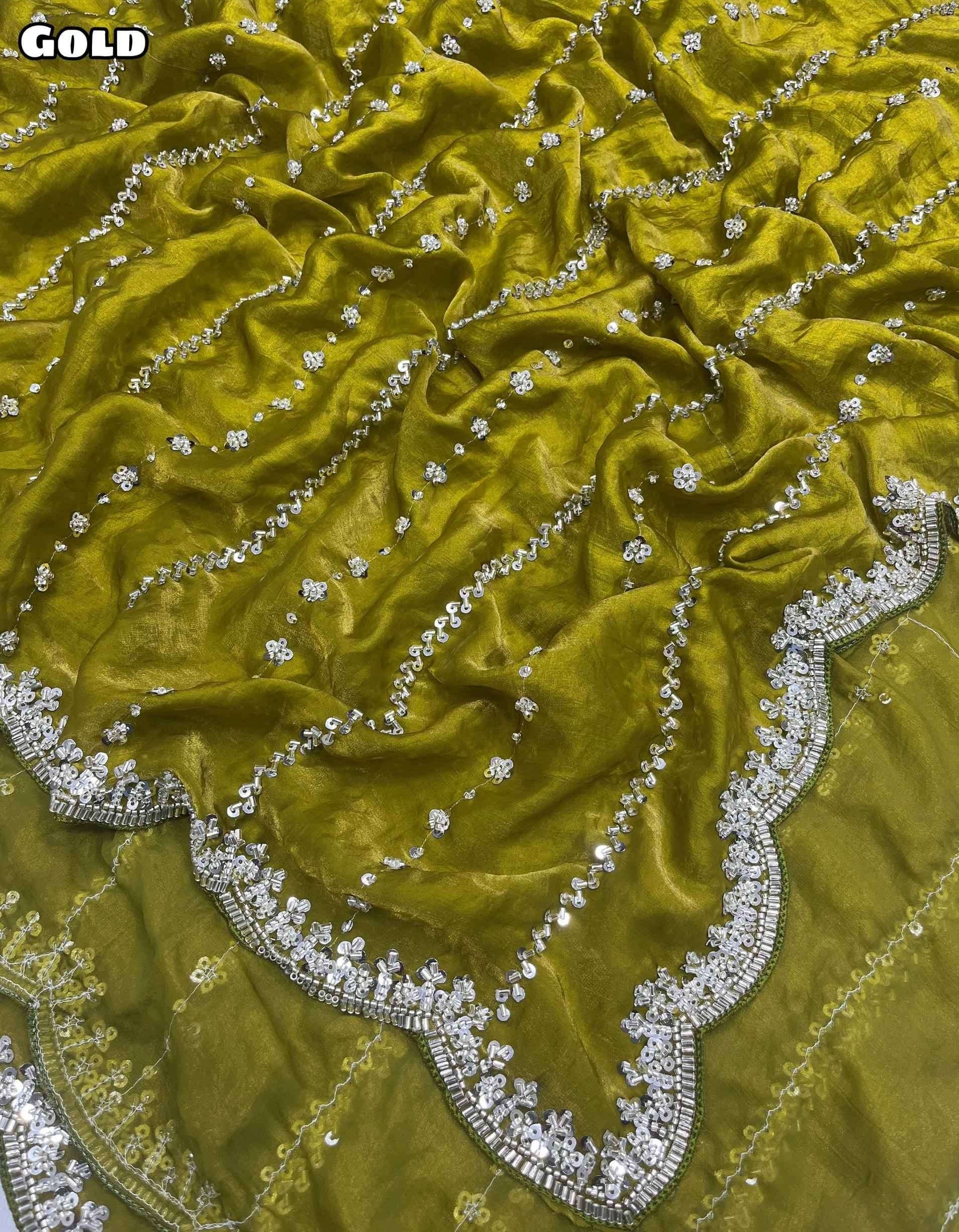 Space Silk Saree with Premium Beads Handwork