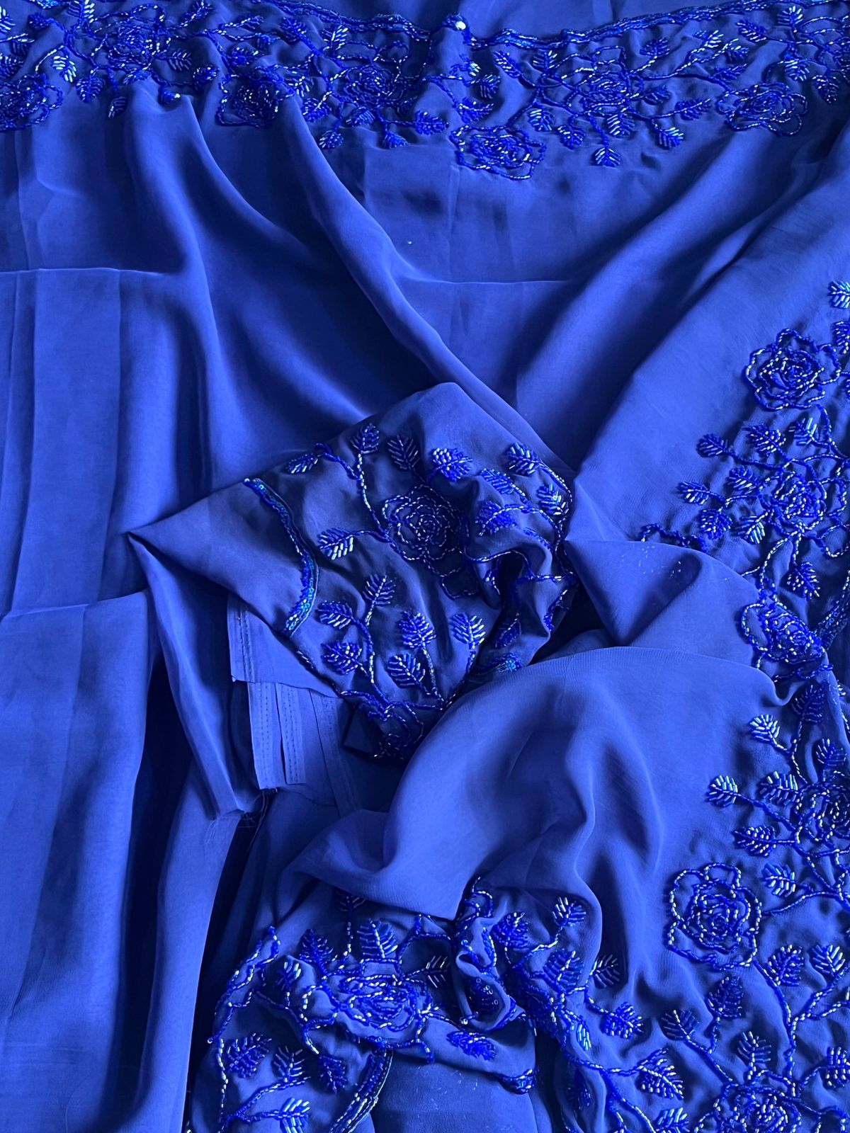Premium Georgette Saree with c panel beeds work