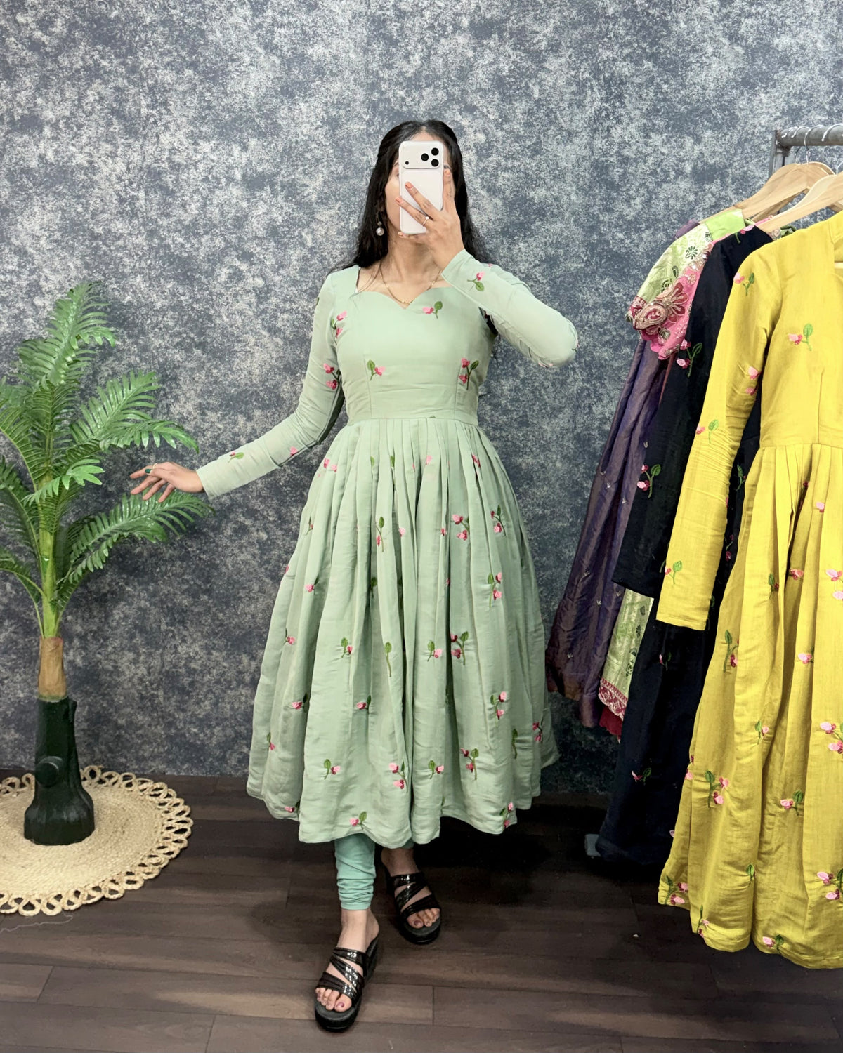 Premium South Mull Chanderi Anarkali with Dupatta