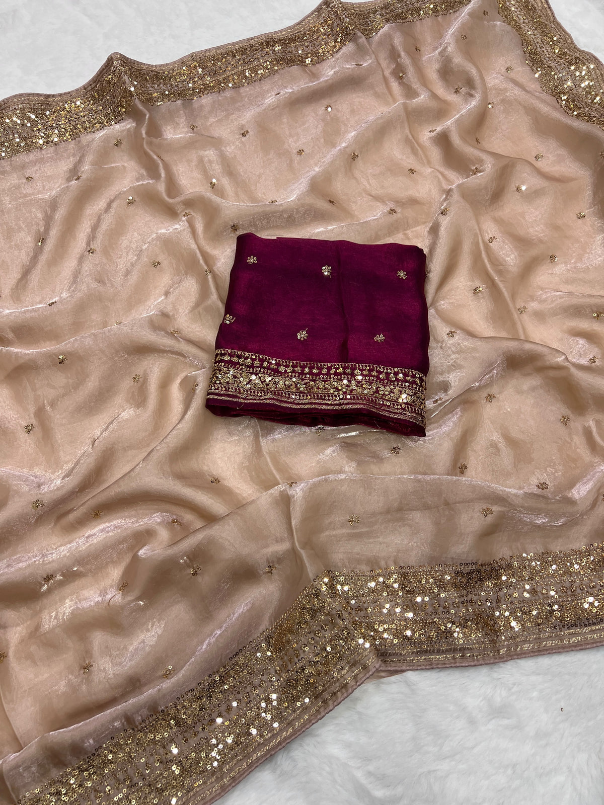 Premium Quality Space Silk Sarees with Beautiful Embroidery Cording & Sequance c-pallu work and butti work