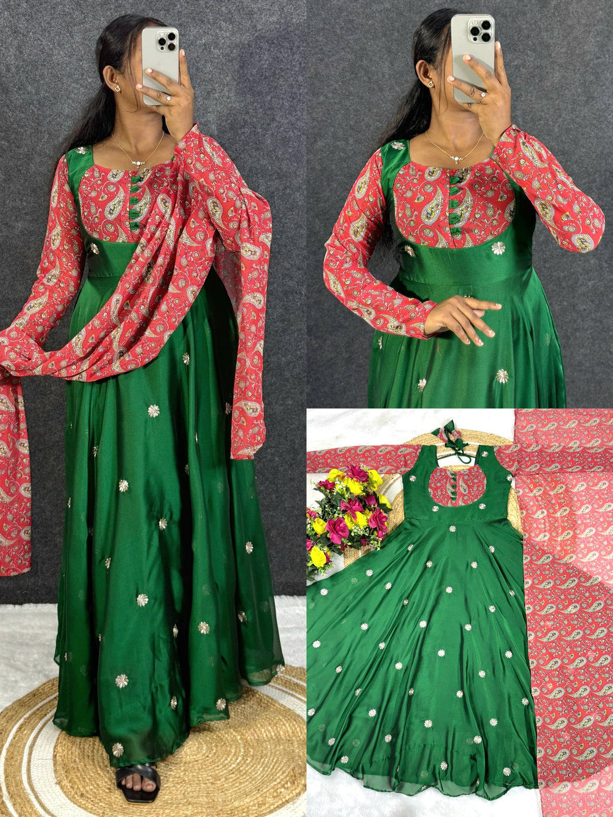 Rangoli Anarkali Suit with Printed Duppata