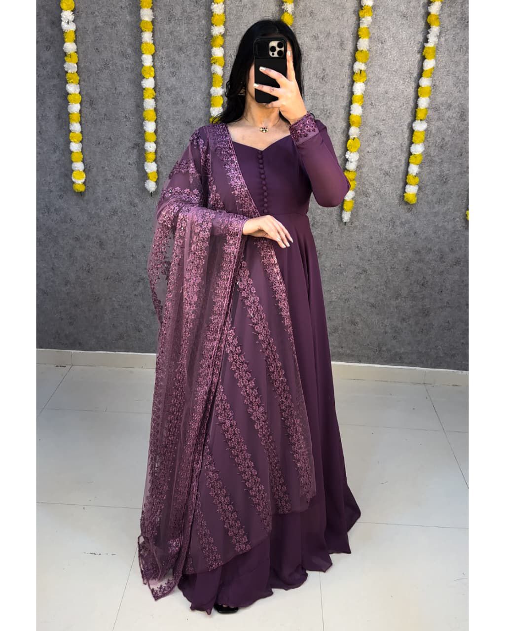 Soft Faux Georgette Gown with Duppata
