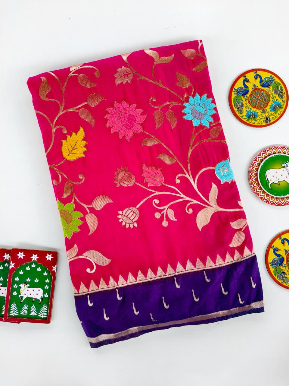 Viscose meenakari sarees