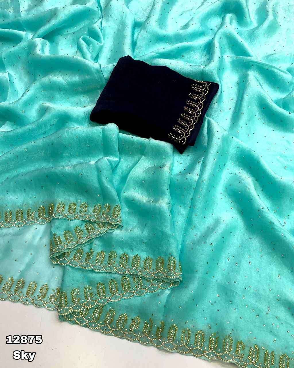Trending Space Silk with Siroski & Cutdana Work