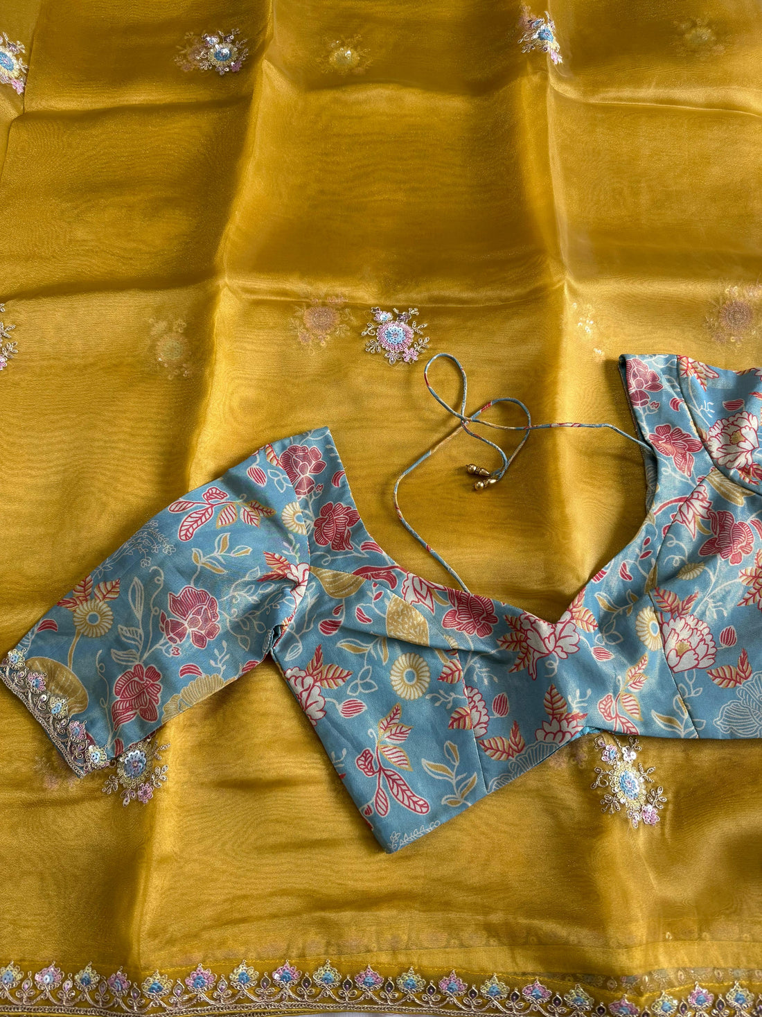 Premium Tissue Silk with Coding Work & Stitched Blouse 38