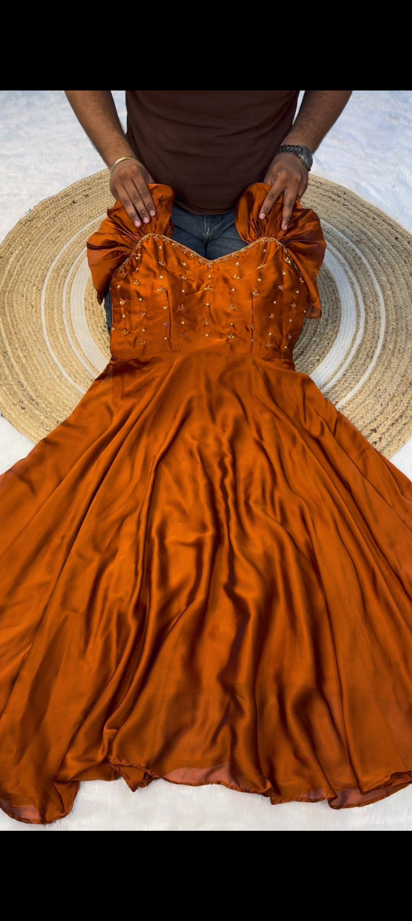 Special Maggam Work Rangoli Silk Gown