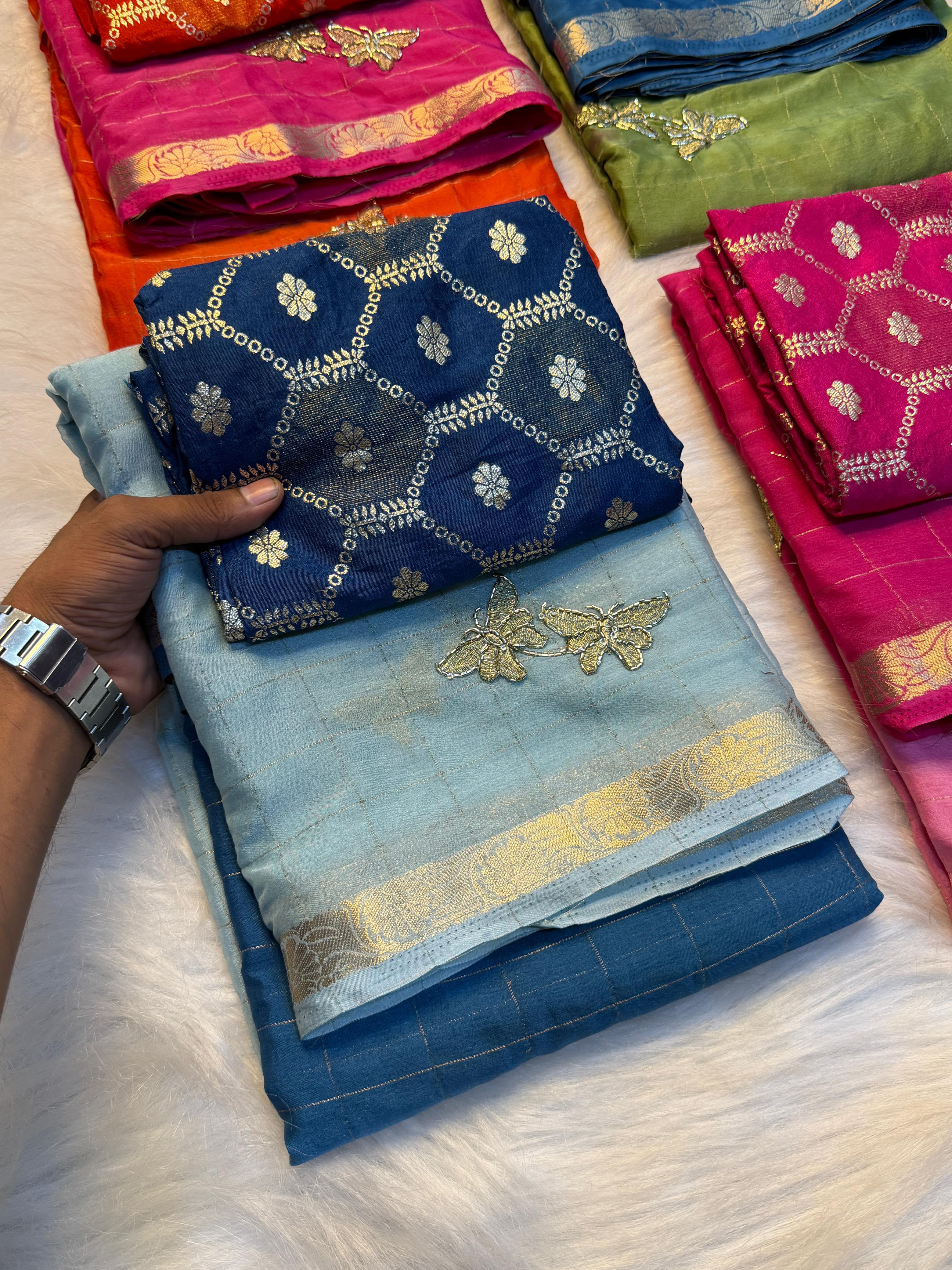 Pure Viscose Georgette saree with beads work