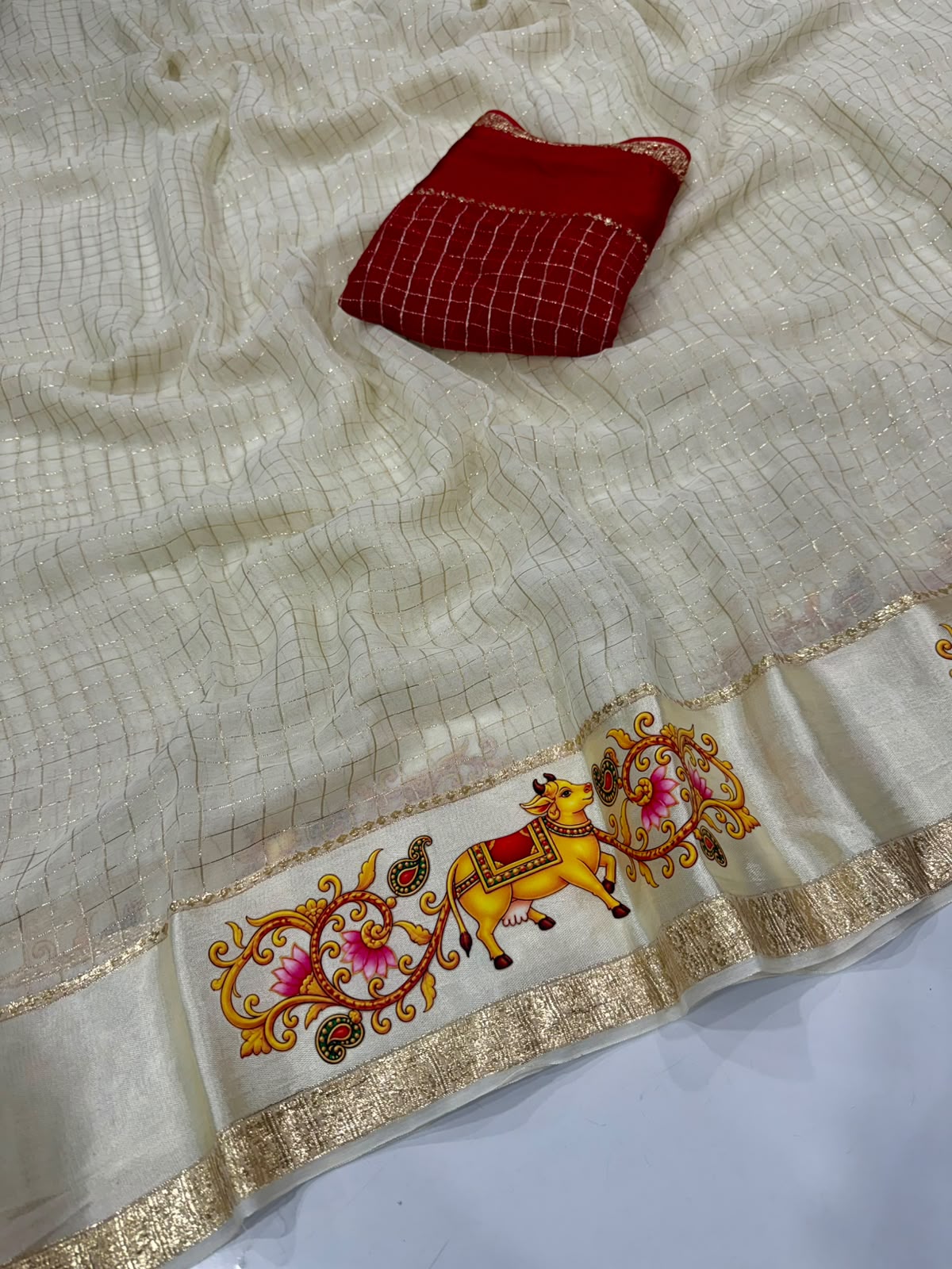 Viscose Georgette Saree Digital Emrodairy Border