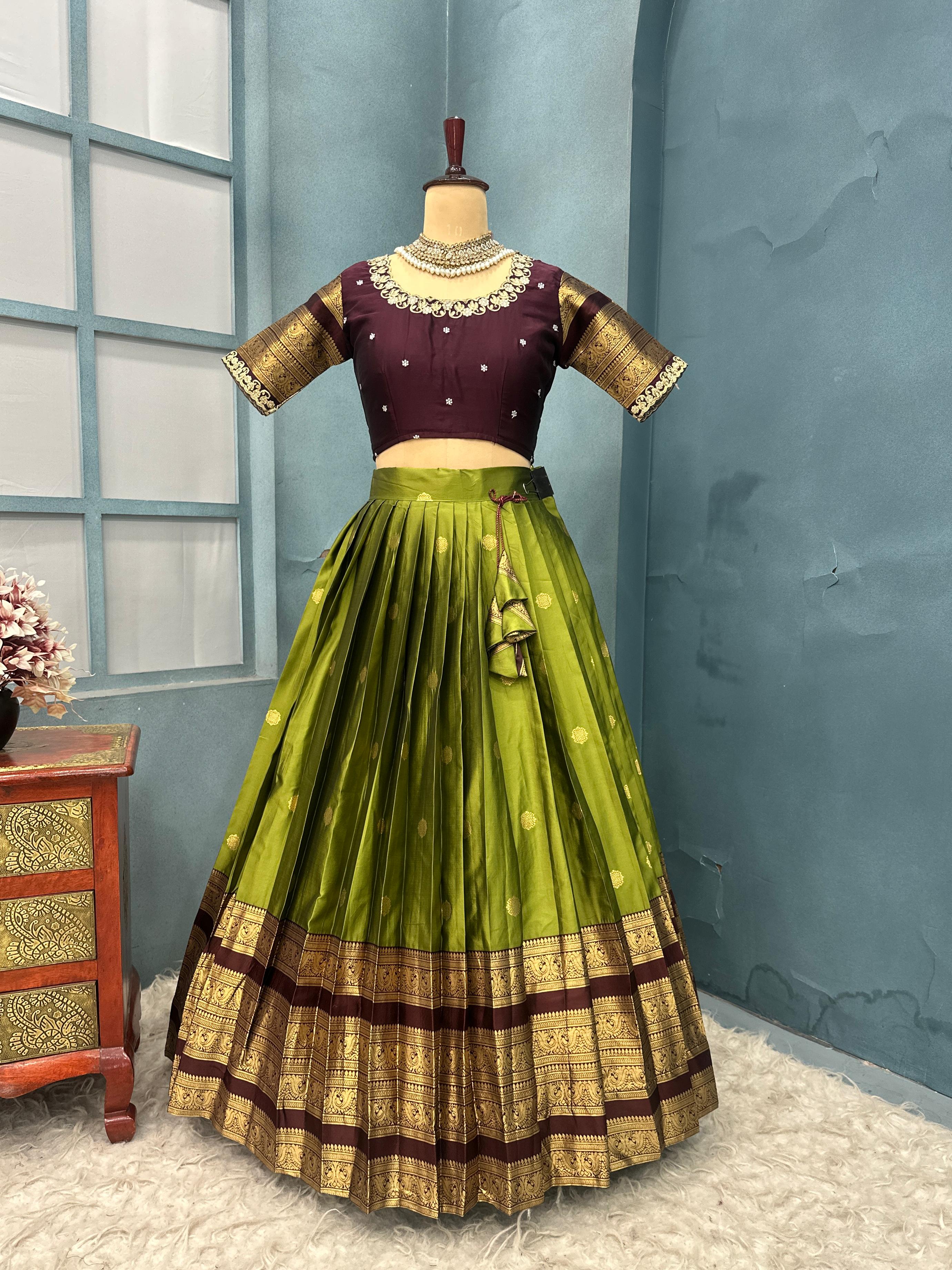 Full stiched Kanjivaram silk with big jaquerd Border