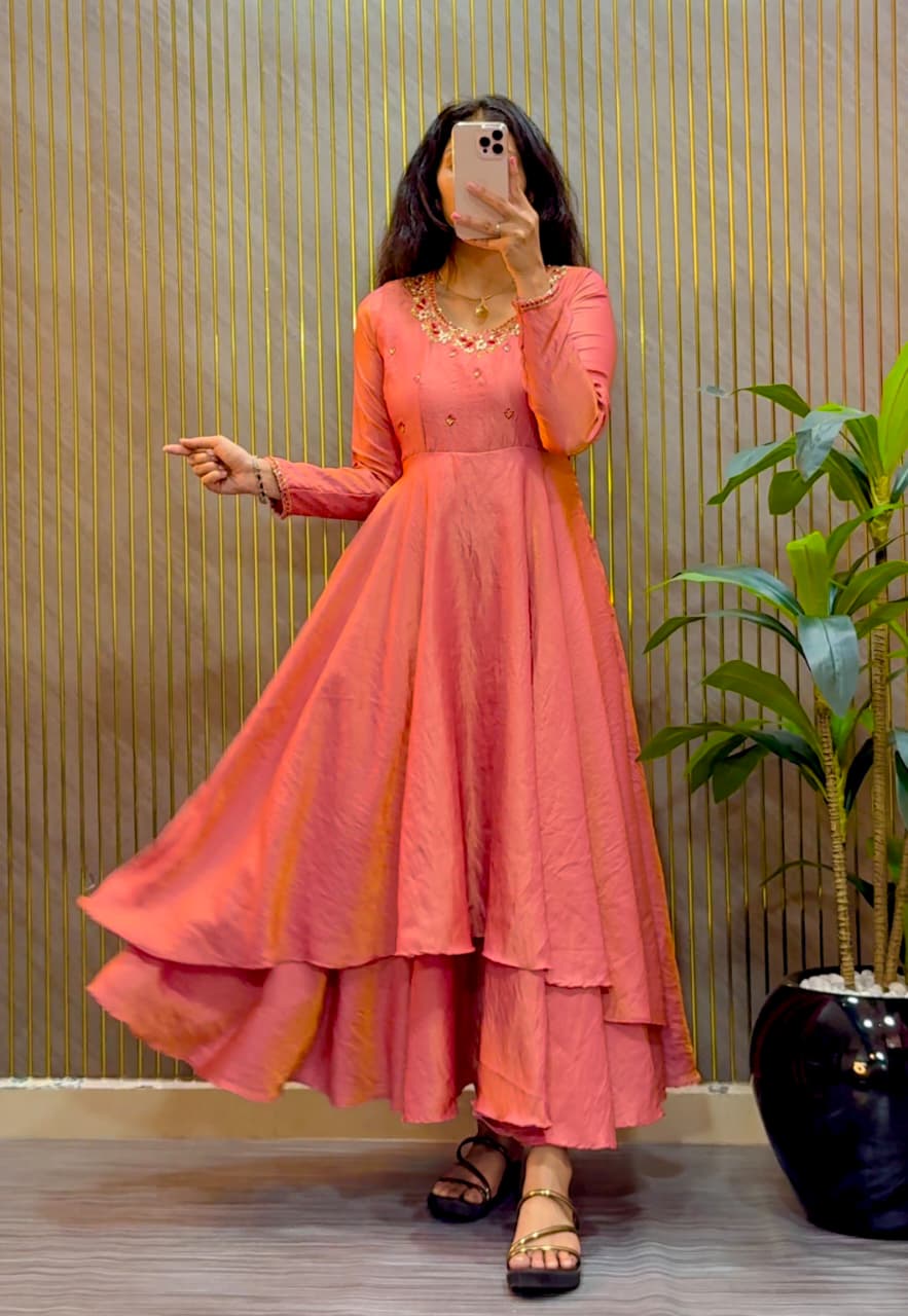 Designer long frock with dupatta